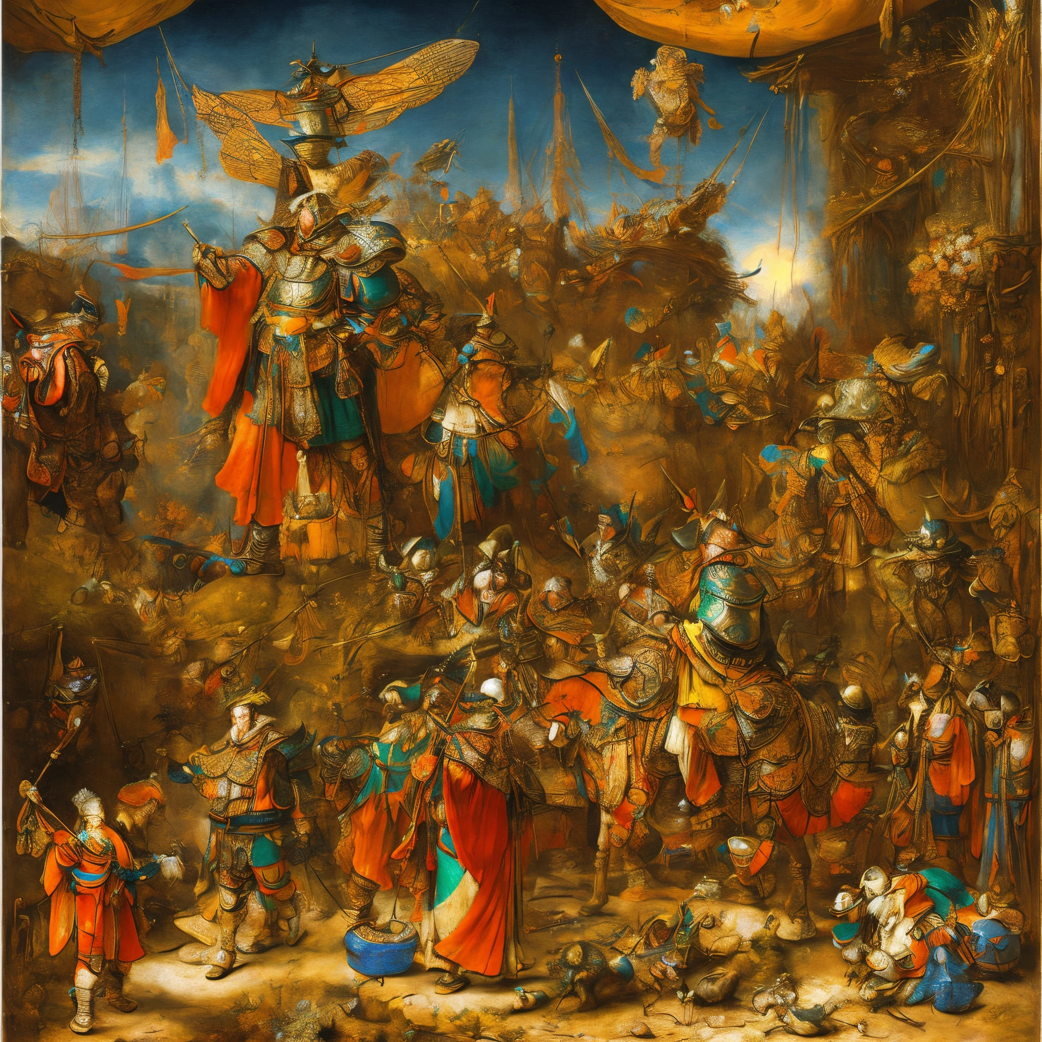 Rembrandt's Light　High-density and realistic girl　absurderes　
gotik　armor　Insect humans　Composition like Yoshitoshi Kano