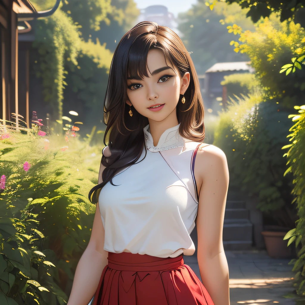 (Extremely detailed 8k wallpaper:2), (photo:2), (26 years old soigne Beautiful girl:2), (gives a lecture to friends:2), detailed (Face and eyes), (hyper realistic:1), (highly detailed:1), (epic realistic:1), rim light, (maximum details:1), cozy, (fullbody:1.3), (looking at viewer:2), (Woman's Attractive Qualities:2), (Attractive Woman:2), (Attractive:2), Smile, Intelligence, Empathy, Gracefulness, Sense of Style, Fitness, Grooming, Optimism, (Sensitivity:2), Sincerity, Romantic Gestures, Playfulness, Fashion Sense, (Sensuality:2), Charm, Modesty, Thoughtfulness, (Femininity:1), Flirtatiousness, Warmth, (Physical attractiveness:2), A beautiful smile, A love of life, strength and power, vulnerability, curiosity, wonder, love, (nature background:2), kawaii, waifu, Beautiful breasts, (attractive body:2), (Beautiful body:2), Beautiful pose, attractive pose, (Beautiful legs:1.0), (Beautiful clothes:1), (classic clothes:2), (elegant clothes:2), (European clothes:2), detailed clothes, (skirt:1), (blouse:1), (provocative pose)