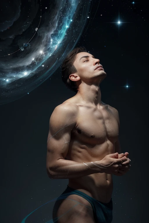 Generate an illustration-style image featuring an abstract and indistinct representation of a man, symbolizing a harmonious balance with the universe, exuding serenity, and emanating a subtle yet powerful presence.
Elements to include:
Abstract Human Form:
Create an abstract and simplified representation of a man. Emphasize fluid lines and shapes, avoiding detailed facial features and specific anatomy.
Experiment with poses that suggest a state of equilibrium and poise.
Balance with the Universe:
Illustrate a connection between the abstract man and elements of the universe. This could include celestial bodies, natural elements, or cosmic patterns.
Use symbolism to convey a harmonious relationship between the man and the vastness of the universe.
Serenity:
Convey a serene atmosphere through the use of calming colors, soft gradients, or gentle lighting.
Consider incorporating elements like flowing water, gentle breezes, or other serene details to enhance the peaceful ambiance.
Subtle Power:
Depict a subtle but palpable sense of power or inner strength emanating from the abstract man.
Explore creative ways to represent this power, such as energy auras, glowing elements, or dynamic lines.
Style Preferences:
Soft and Blended Colors:
Utilize a calming color palette with soft and blended tones. Incorporate shades of blues, greens, and purples to evoke a sense of tranquility.
Maintain a balance between warm and cool colors for visual appeal.
Flowing Lines:
Emphasize flowing and dynamic lines to create a sense of movement and energy.
Experiment with the use of curved lines to convey a graceful and balanced posture.
Minimalistic Details:
Keep details minimalistic to focus on the overall composition. Avoid intricate details in facial features or clothing.
Use simplicity to evoke a sense of timelessness and universality.