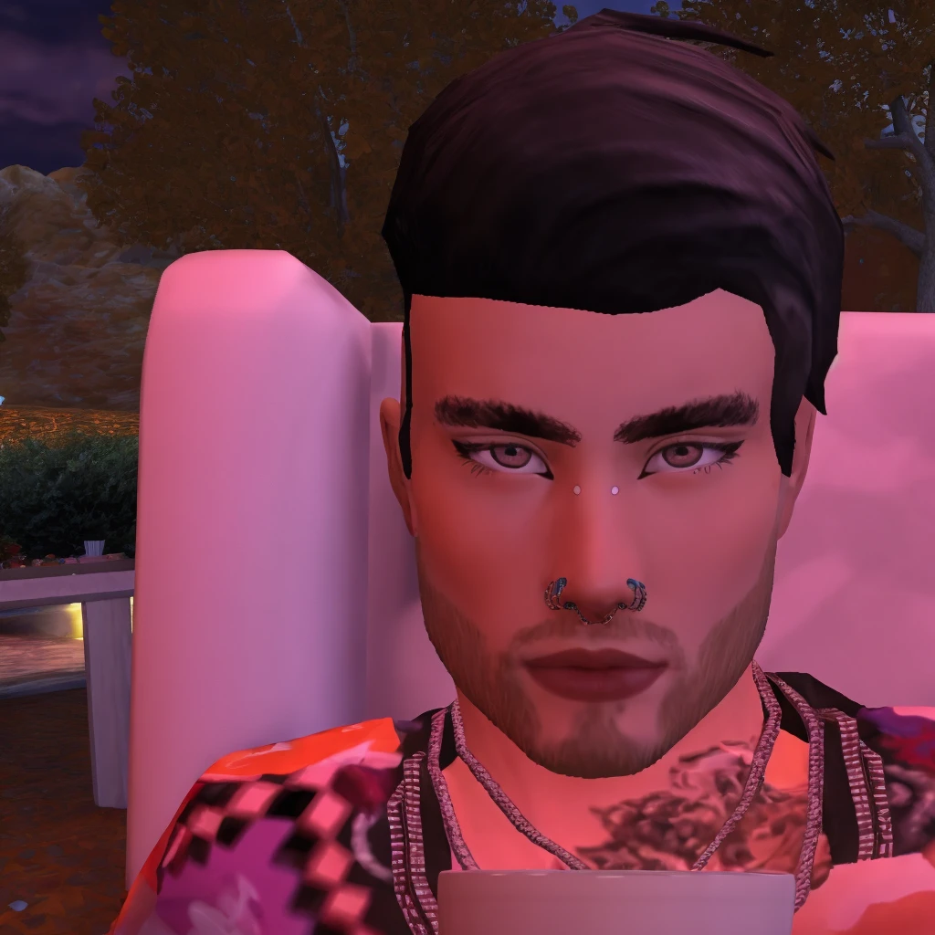 there is a man sitting in a chair with a cup of coffee, is ((Drink a cup of tea)), El Sr. Robert is drinking fresh tea, Avatar de Second Life, con una taza blanca, conseguir sus tacos y bebida), Drink an iced strawberry latte, con una taza de chocolate caliente, IMVU, drinking tea, drinking coffee, drinking a coffee