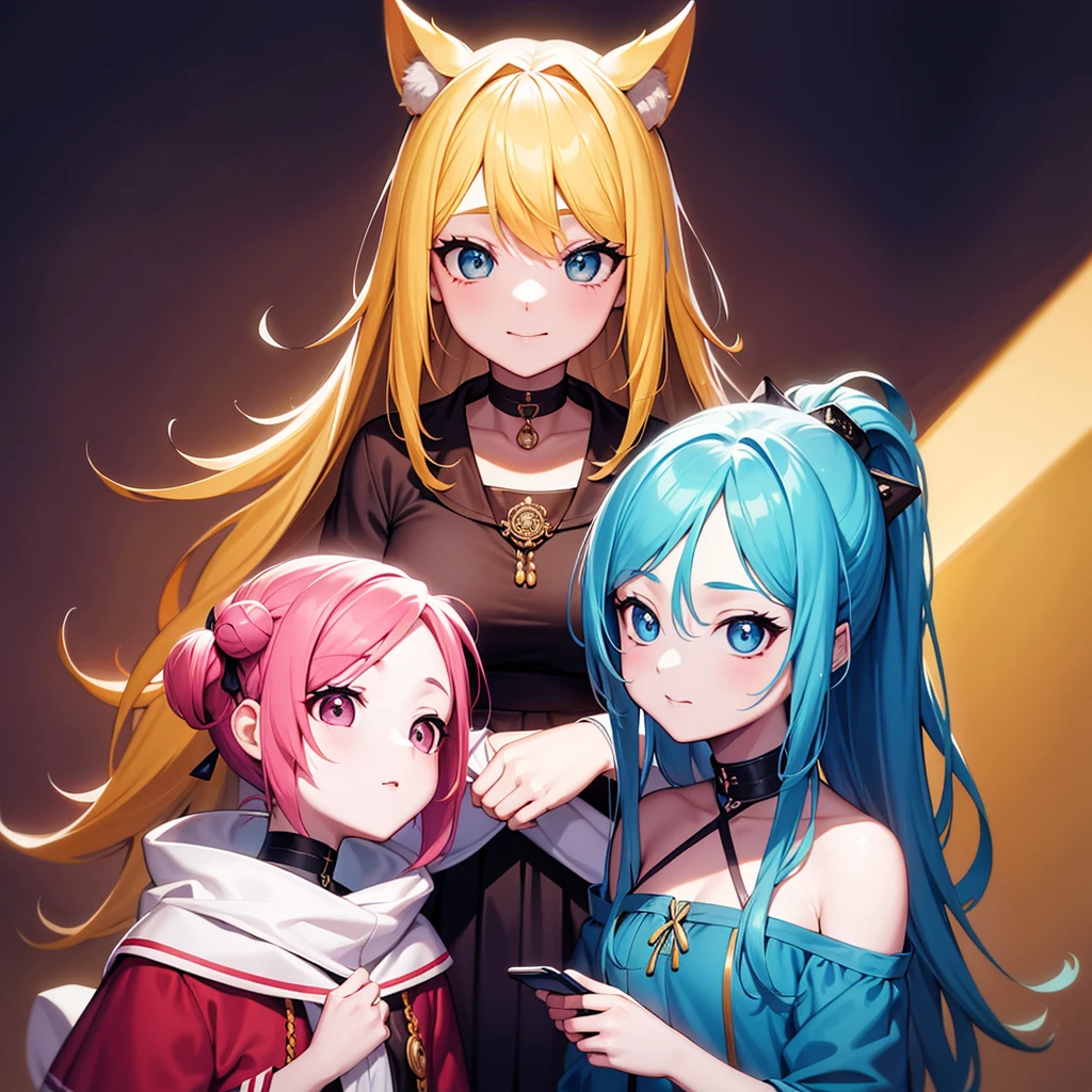 (best quality,4k,highres,masterpiece:1.2),ultra-detailed,(realistic:1.37),White hair,Pink hair,3 Girls,group photo,anime cosplay,cosplay inspiration,anime vibes,costume play,fox mask,anime-style hybrid Fuji film look,slice of anime-like style,full fledged cosplay,KDA and Sam Yang,cosplayers,K/DA,Wisdom Friends Anime Party,anime style,Tumblr,cosplay photo,2 Girls