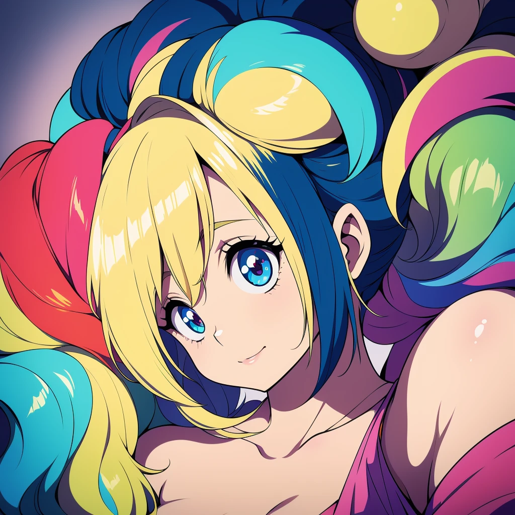 超A high resolution, NFFSW, best aesthetic, best quality, masutepiece, avatar plano, perfect lighting、(colorido、Cores vivas: 1.4)、one dog、Pintura, Tem cabelo iridescente, is shy, um sorriso, adornos de cabelo, Chibi, fundo simples, brinco, joias, fechaduras laterais, grandes olhos ovais,avatar plano, fundo simples, Um cabelo escuro,