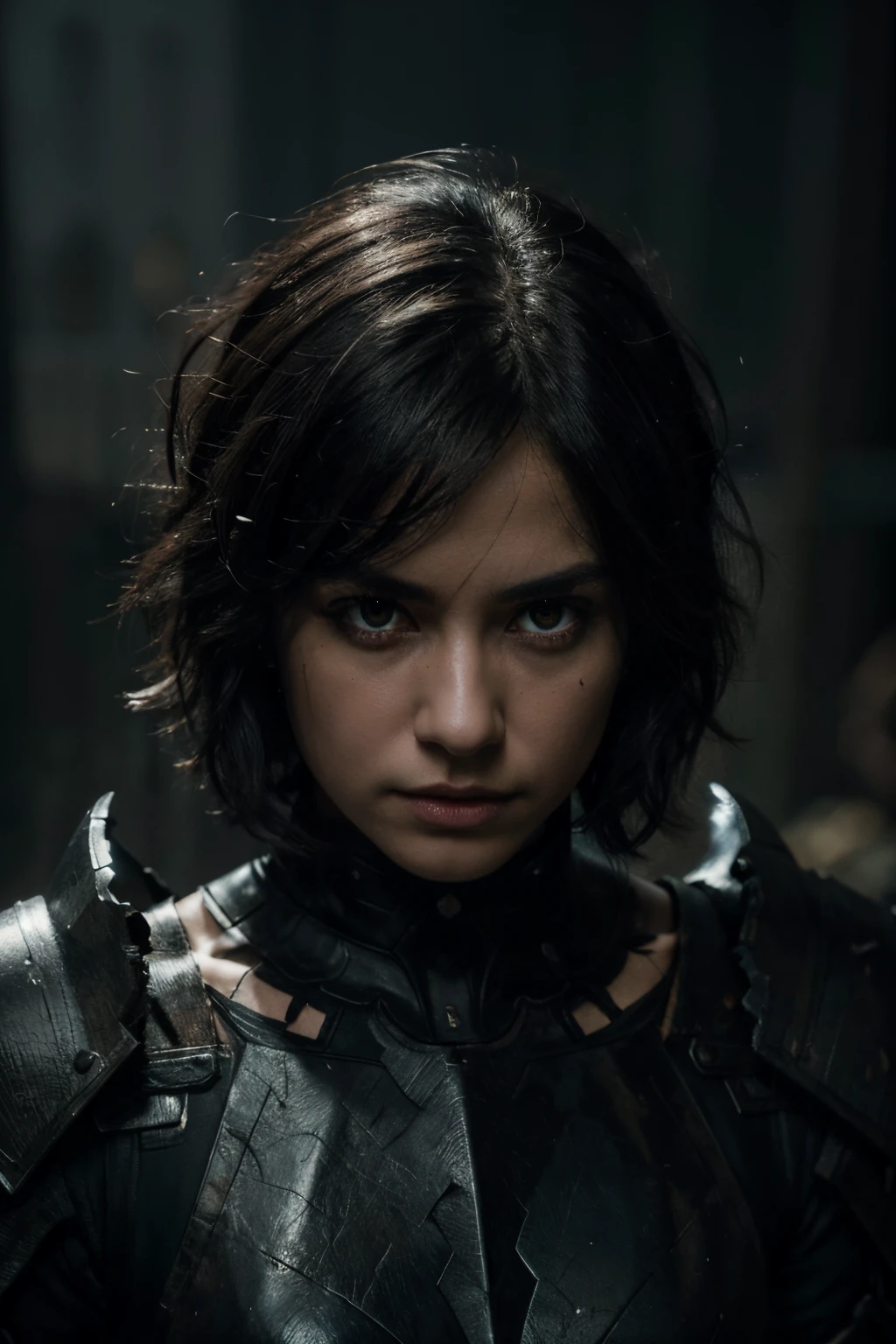 8k uhd, sharp focus, masterpiece, RAW photo, high quality, highres,
masterpiece, best quality, portraid of fallen lord, night, ultra detailed, glowing eyes, solo, black hair, messy hair, short hair, black armor, stare, complex background