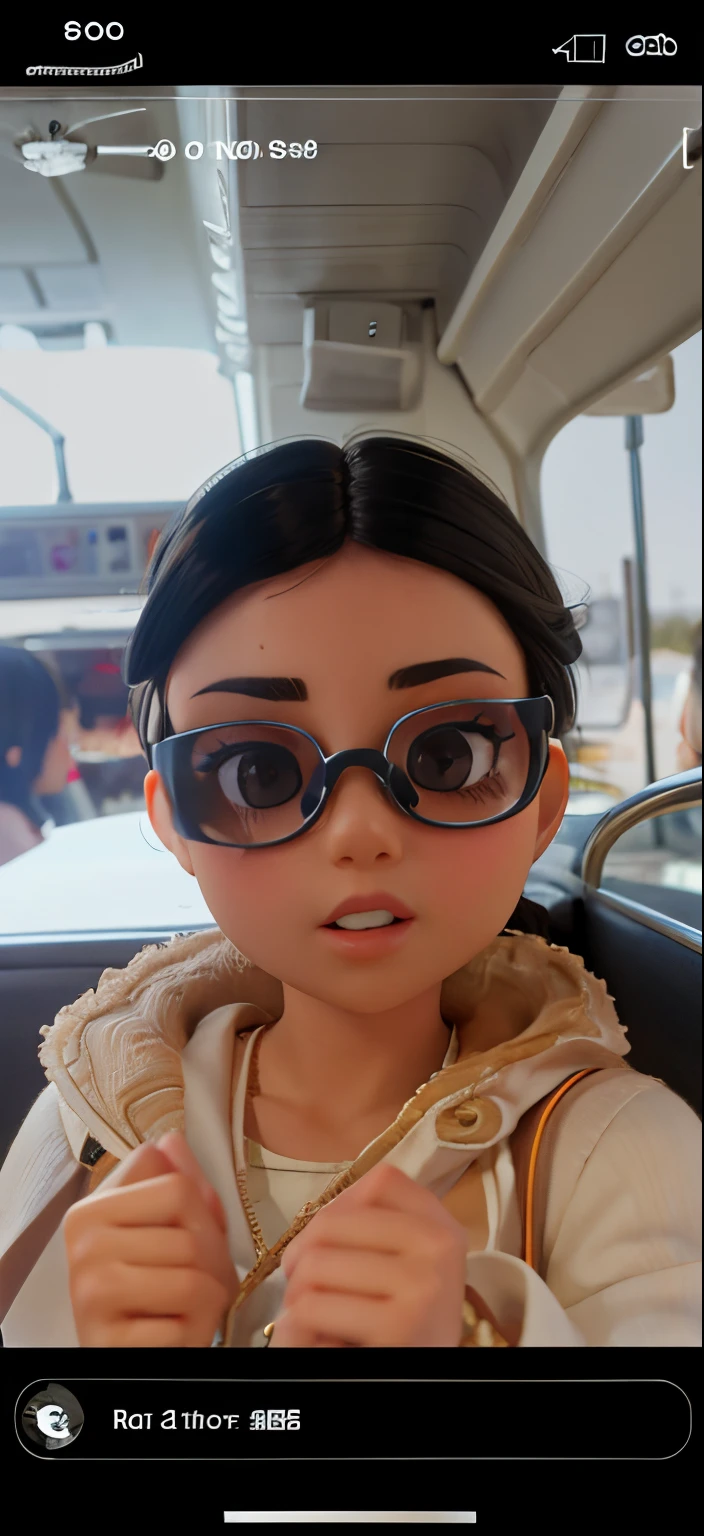 Girl with black hair and glasses