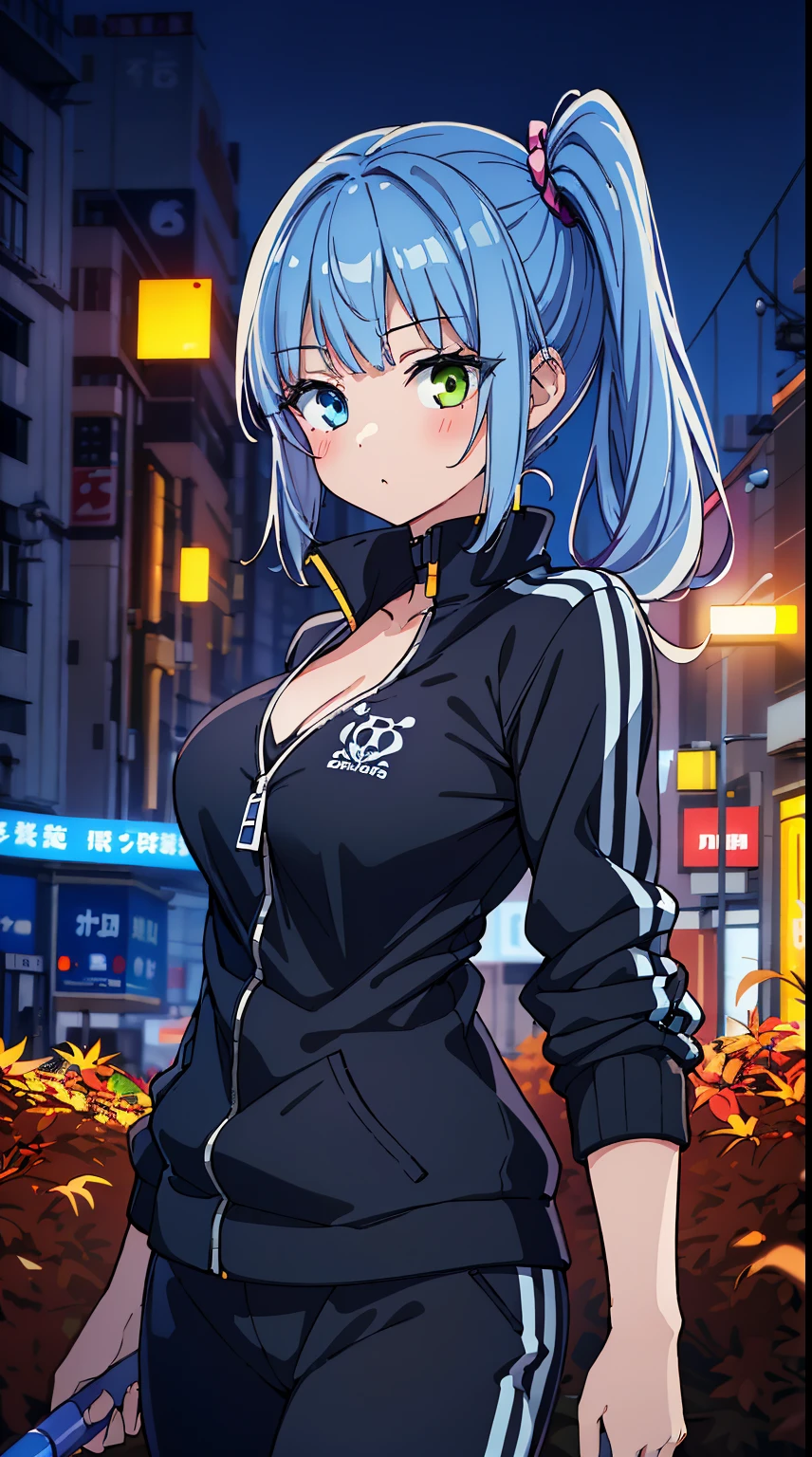 (Absurd realistic structure details),(High resolution complex and detailed text quality),(High-resolution microstructure、High Poly 3D Rendering Correction),Methods of geometry,Careful explanatory anatomy,
BREAK,
1 person,Solo,(Cute:1.5),(Chibi:0.6),(kawaii:1.5),(Lori:0.5),(17 years old girl),Very detailed,colourfull,highest details,Clear skin,Beautiful skin,Shy,Very detailed,colourfull,highest details,Clear skin,Beautiful skin,Shy skin,1 beautiful girl,{Heterochromia,pale blue eyes,pale green eyes:1.9},star eye silhouette, BREAK,(pale blue hair, Medium length:1.4),(Side Ponytail,A little curly hair,Single-sided twisted blade,Princess Cut:1.3),(cleavage of the breast,Large breasts,Beautiful , gleaming skin,Clear skin, Beautiful skin,(best quality face),(Top quality glowing eyes),
BREAK (yellow tracksuit, black line on the side, Yellow tracksuit with black lines on the sides, Bruce Lee, Lei Siu Long)1.3,
BREAK,(Sunrise), (There is a picture of a road made of electric wires and poles......., country scenery, Anime Background Art, Anime landscapes, very detailed illustration.", anime style cityscape, style of makoto shinkai, anime backgrounds, Anime landscapes, in the style of makoto shinkai, painted in anime painter studio:1.3),Waterfall,depth of fields,a closed mouth,(Osaka in Autumn:1.55), blush, (Fighting stance, nunchaku)1.4, (Sexy Pose:1.2), (tilt head:1.1),
BREAK, (Dynamic Angle,from the front side:1.2), wakame,wakame,wakame,
BREAK,(Blurry background:1.3),(absurderes, hight resolution, Super Detail Art),cel shading,Clear Color, Lonely optical effect, Beautiful pictures, Bright glow, mystic atmosphere,(Close-up of girl:1.1), (Bright glow, Light particle effect, light leaks, Aerial effects:1.1), clean line drawings,Clear Color, Beautiful pictures,
