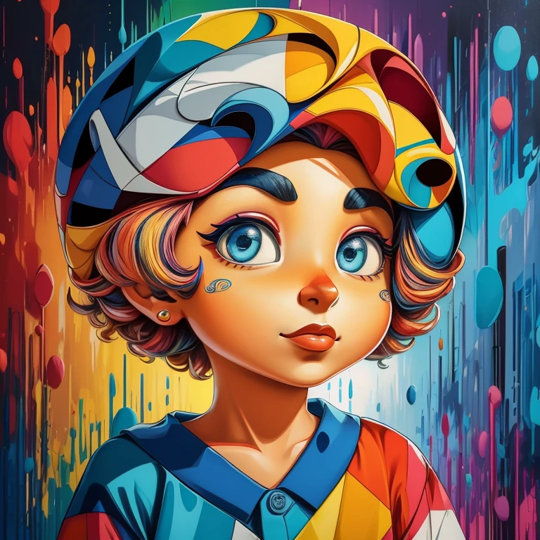 ((|) O personagem Pica-Pau (pica-pau lenhoso, de Walter Lantz) stylized identical to 1940 |)), acolchoamento ,multidimensional geometric wall PORTRAIT, arte, Chibi,
Yang016K, lindo,(( Predominant red coloration ,azul e branco))
Primary works, qualidade superior, melhor qualidade, Arte Oficial, Beautiful and Aesthetic,),  Eduardo Kobra acolchoamento ,multidimensional geometric wall PORTRAIT, arte, chibo,detalhes