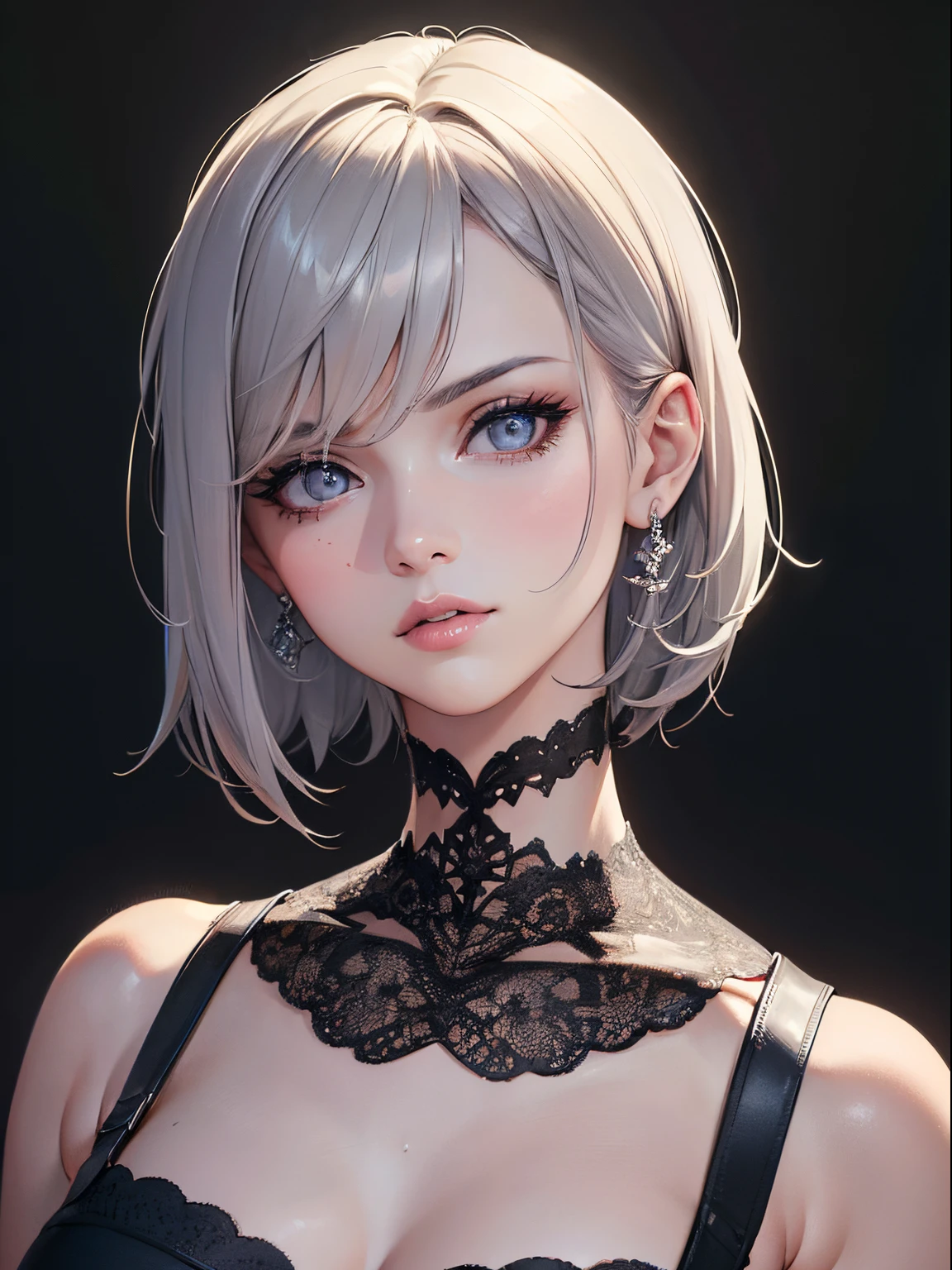 anime girl with white hair and black clothes posing naked, extremely detailed artgerm, detailed digital anime art, artgerm on artstation pixiv, guweiz on pixiv artstation, guweiz on artstation pixiv, fanart best artstation, :: rossdraws, trending on artstation pixiv, rossdraws 2. 5