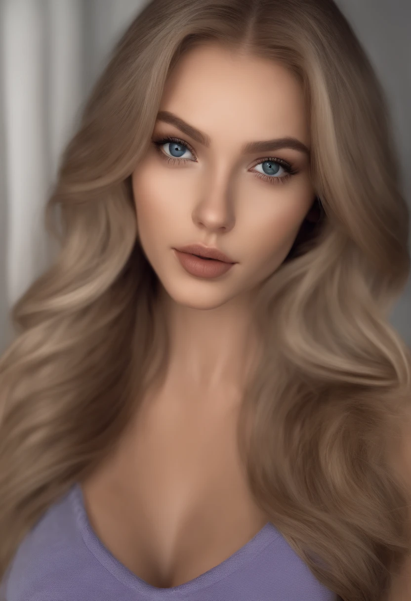 arafed woman fully , sexy girl with blue eyes, ultra realistic, meticulously detailed, portrait sophie mudd, blonde hair and large eyes, selfie of a young woman, bedroom eyes, violet myers, without makeup, natural makeup, looking directly at the floor, face with artgram, subtle makeup, stunning full body shot standing next to her friend, who is a brunette, large hips, very large bust, wearing casual dresses