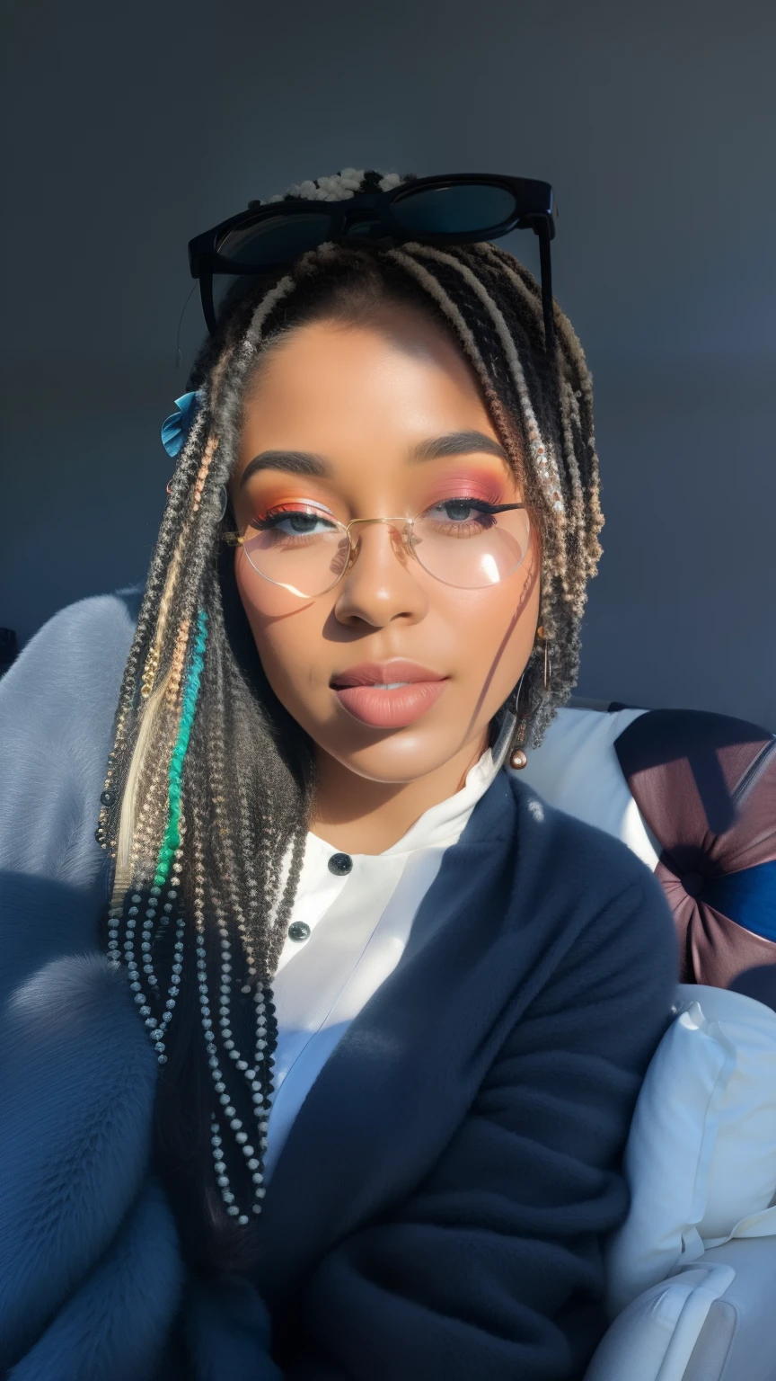 (melhor qualidade) cyborg negra, neon roxo