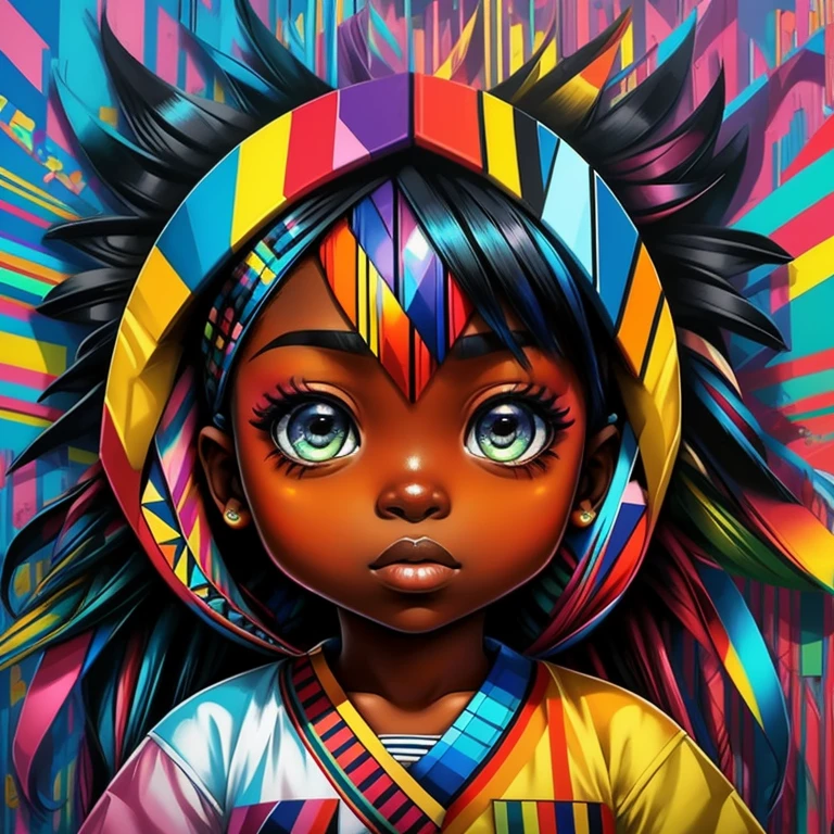 (Arara), Eduardo Kobra acolchoamento ,multidimensional geometric PORTRAIT wall, arte, chibi, pele negra,
yang08k, lindo, colorido,
obras-primas, qualidade superior, melhor qualidade, arte oficial, beautiful and aesthetic,