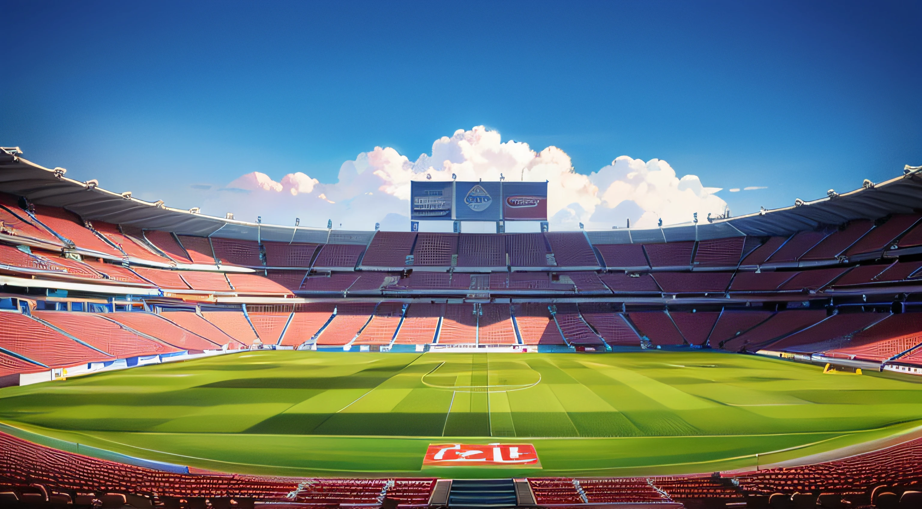 estadio de futbol llego de gente pero sin nadie en la campo de futbol