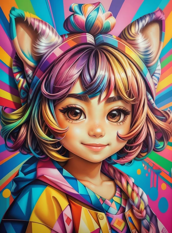 (Lulu of Pumerania ),(happy)),(2ear)), Eduardo Kobra padding ,wall PORTRAIT geometric multidimensional, art, chibi,
yang08k, beautiful, colorful,
masterpieces, top quality, best quality, official art, beautiful and aesthetic,
