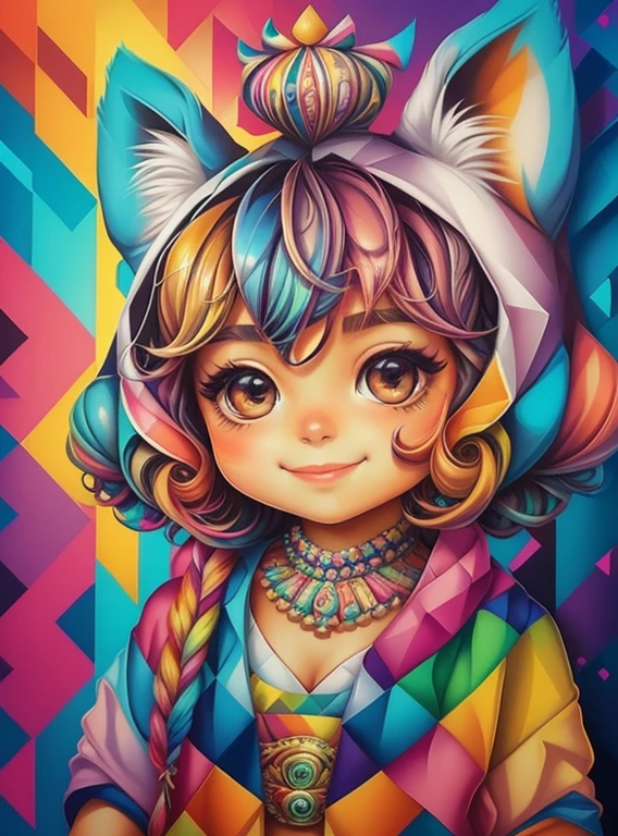 (Lulu of Pumerania ),(happy)),(2ear)), Eduardo Kobra padding ,wall PORTRAIT geometric multidimensional, art, chibi,
yang08k, beautiful, colorful,
masterpieces, top quality, best quality, official art, beautiful and aesthetic,