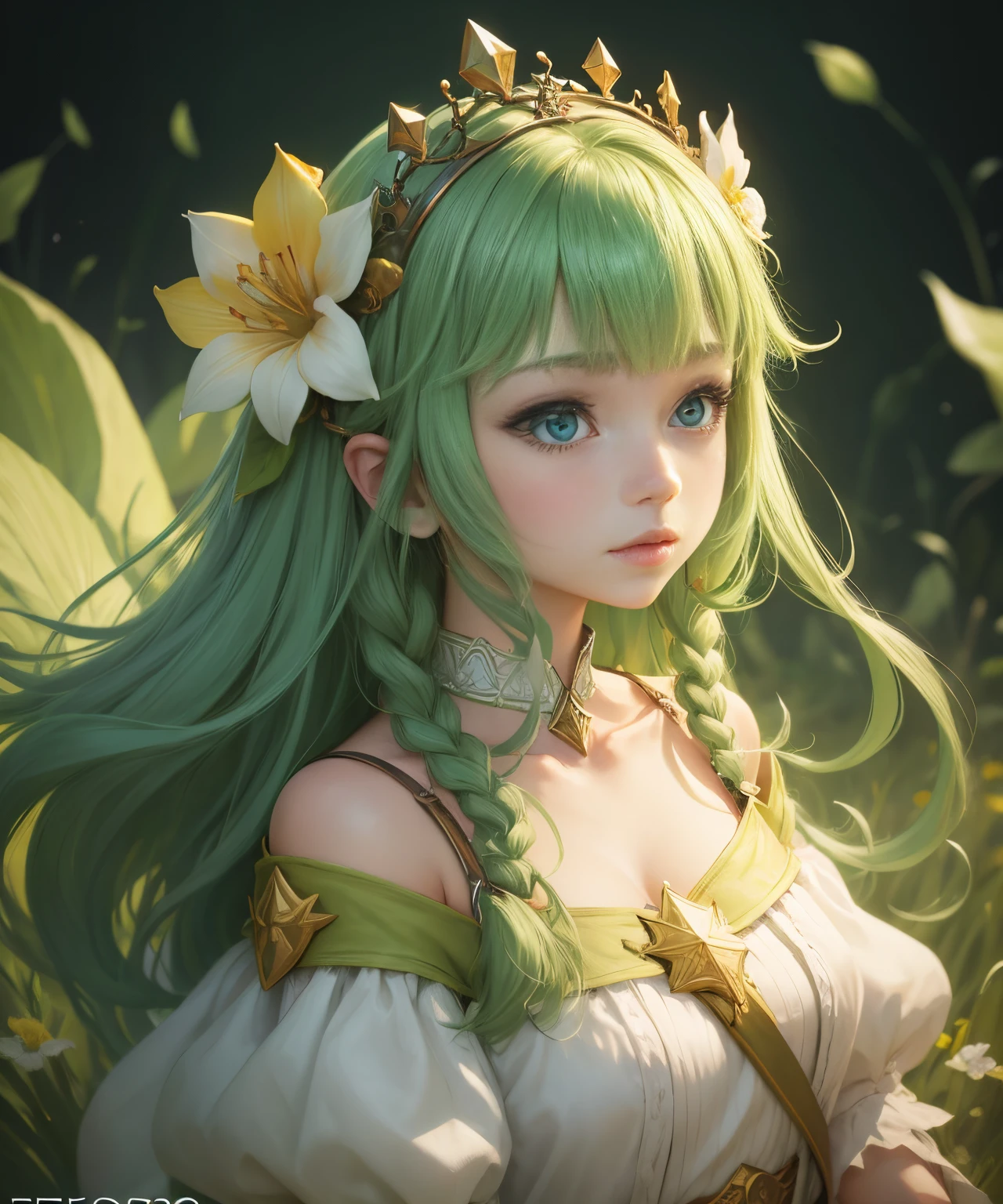 Flower tiara, RPG game icon, light green background