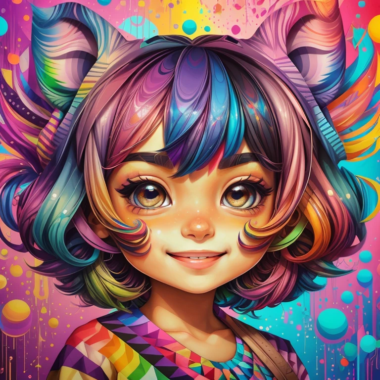(Lulu of Pumerania ),(happy)),(2ear)), Eduardo Kobra padding ,wall PORTRAIT geometric multidimensional, art, chibi,
yang08k, beautiful, colorful,
masterpieces, top quality, best quality, official art, beautiful and aesthetic,
