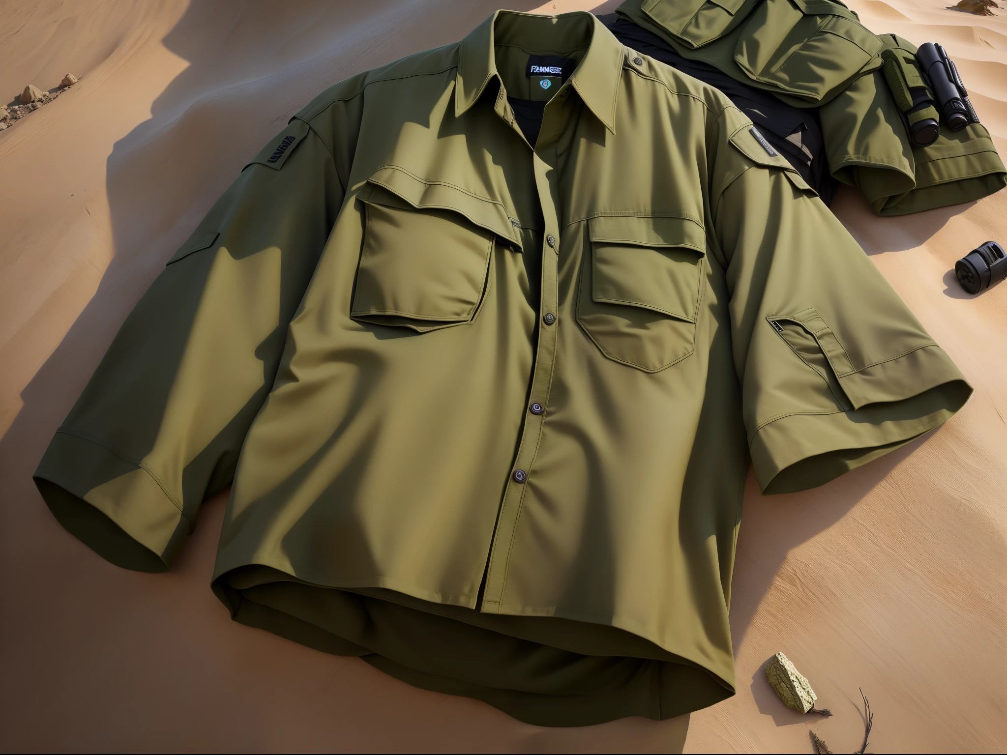 Create a Ranger olive green tactical shirt olive green tactical pants, gorro Laranja coturno areia bandeira do Brasil do lado direito