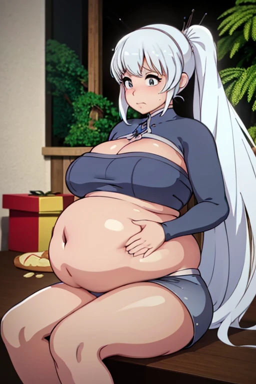 Weiss RWBY, fat, large, big belly, standing, pregnant, fat, large stomach, fatty, fat, large, big belly, sitting, pregnant, fat, large stomach, fatty, Kafka, fat, large, big belly, sitting, pregnant, fat, large stomach, fatty, fat, large belly, standing, fat belly, very fat, large stomach, chubby,very fat, safe for work, obese, giant belly, fat, huge, heavy, very fat, safe for work, fat, large belly, big belly, very fat, large stomach, chubby (best quality, masterpiece),safe for work, obese, giant belly, fat, huge, heavy, very fat, safe for work, fat, large belly, standing, grabbing belly, very fat, large stomach, chubby (best quality, masterpiece), Christmas, wearing sweater, eating, sitting down, table full of food, cookies, eating cookies, very fat, Christmas season, Christmas time, Christmas season, holidays, Christmas sweater,
