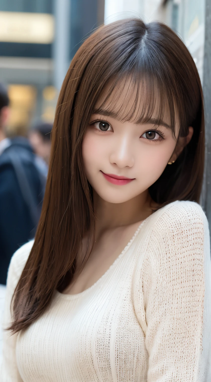 Tabletop, highest quality, shape, Very detailed, finely, High resolution, 8k wallpaper, 完璧なダイナミックな構shape, Beautiful and detailed,ランダムなcute髪,,Natural color lip, Bold sexy pose,smile、20-year-old girl、cute、Looking at the camera,Always blur the background,Perfect and beautiful face,Slim face and figure,Big eyes、Putting on gal makeup,Small face,Shooting from below、smile,Blurred Background,Elegant feminine face、Cyberpunk Fashion、smile