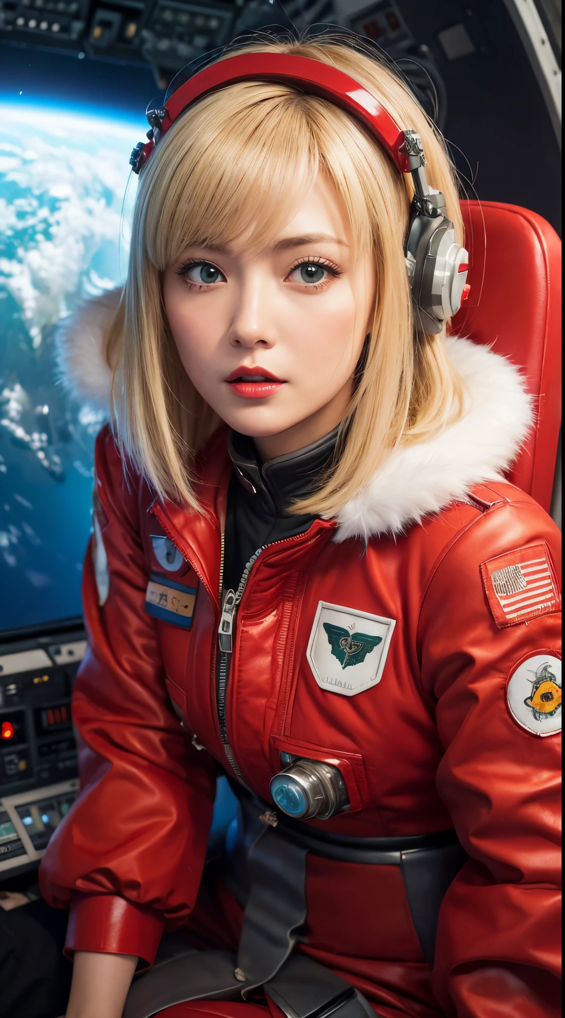 (hyper realstic)、Future Female Pilots、
immensity Beautie high-level image quality hight resolution Realistic Shorthair a blond、 blond woman in a、A MILF、Middle-aged woman、((Big big))、detailed skin textures、超A high resolution、Realistic、Voluptuous body shape、angry looking face、Middle-aged beauty、Beautiful expression、Detailed green eyes、Blonde fluffy hair、Kamimei、Very delicate and detailed skin texture、35Female Pilots、(Being inside a huge space station)、Female Pilots、big butts、bright red lips、((Wear a red flight suit))、(((Alone)))、