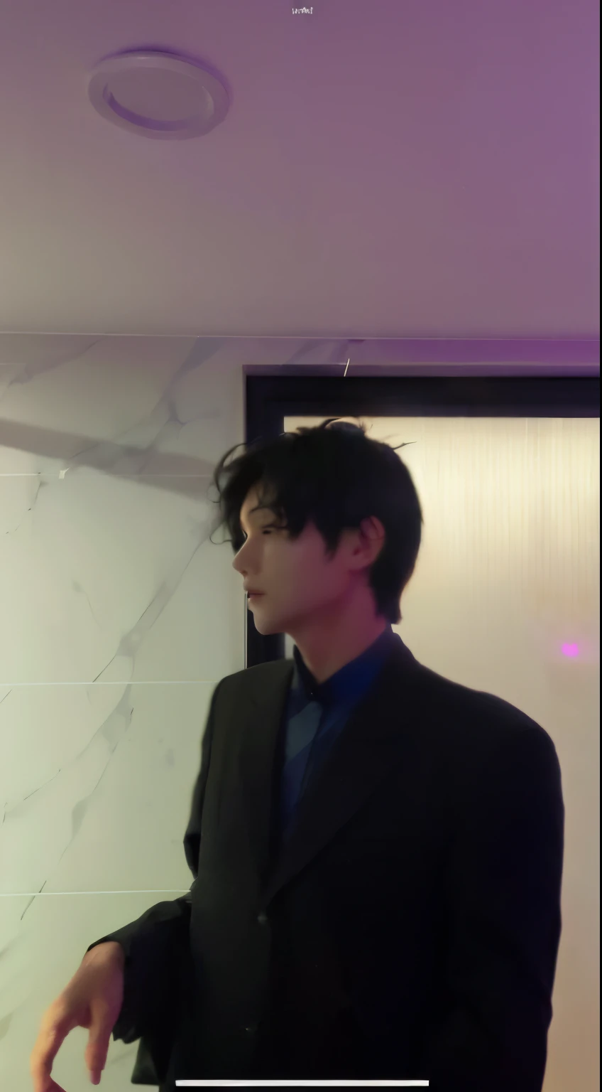 There is a man in a suit standing in front of the mirror., he is wearing a suit, cai xukun, Wearing a black noble suit, Kim Do-young, Inspired by Bian Shoumin, Exquisite androgynous prince, Enter smoothly _ background, wearing black suits, jinyoung shin, sha xi, wearing black suits, Jimin, Handsome prince, dressed in a suit