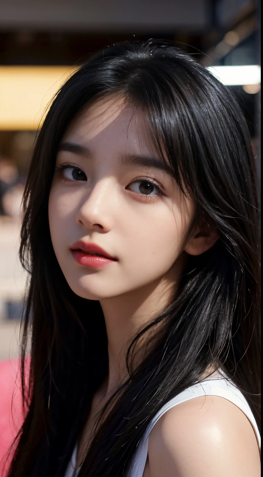 ((Best quality, 8k, Masterpiece :1.3)), adorable, full body, ulzzang 1 girl, youthful, delightful cute face, random hair, black hair, detailed hair, random boyish outfit, aesthetic selfie, ultra-detailed face, perfect face, extremely perfection, detailed eyes, double eyelid, big doe-eyed, black eyes, straight nose, detailed nose, long eyelashes, detailed eyelashes, v-shape face, ullzang selfie, random pose, aesthetic pose, (random aesthetic background), iphone camera selfie