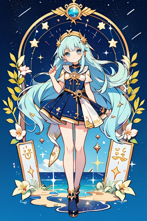 anime style; 3d; glitter; horoscope sign Pisces