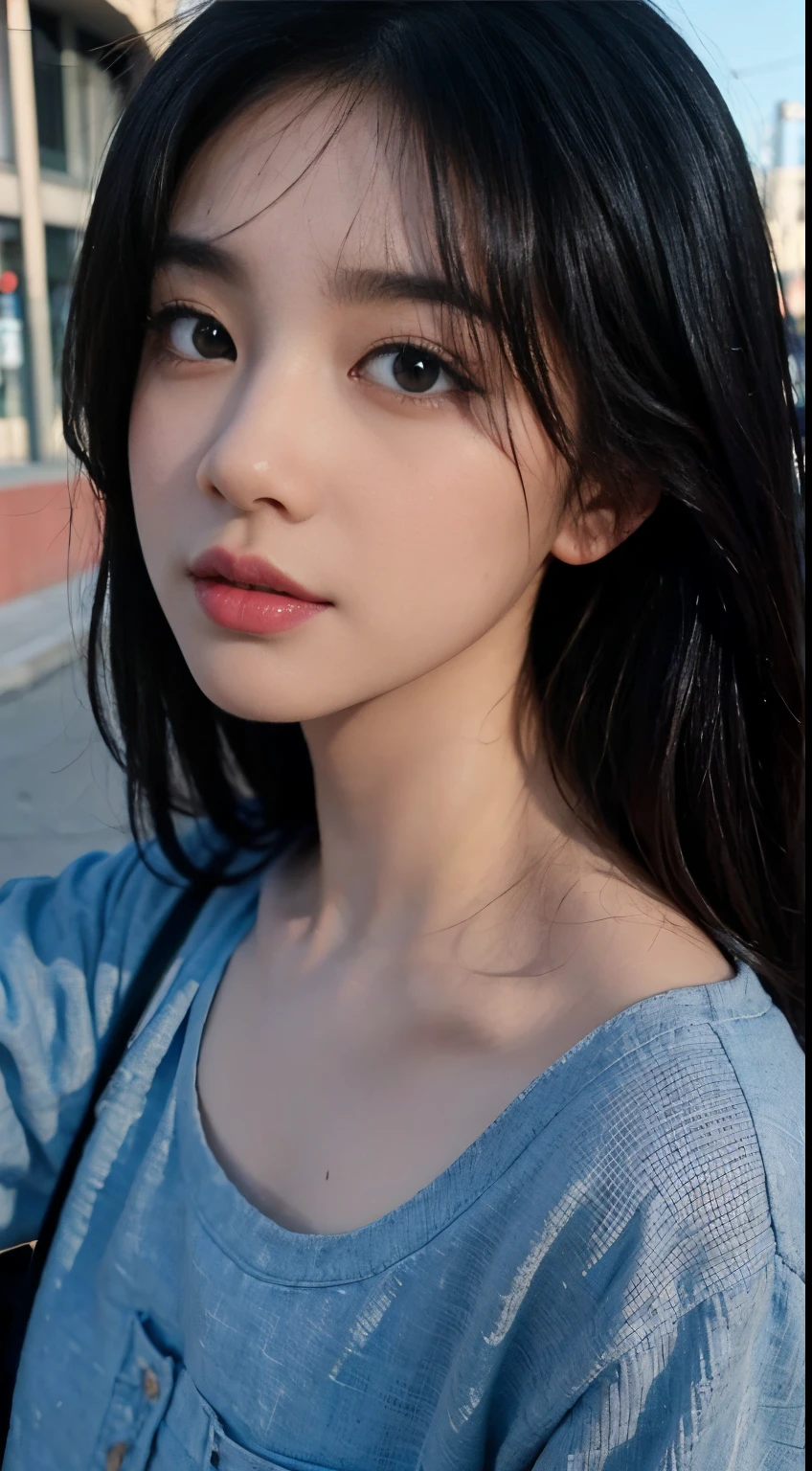 ((Best quality, 8k, Masterpiece :1.3)), adorable, full body, ulzzang 1 girl, youthful, delightful cute face, random hair, black hair, detailed hair, random boyish outfit, aesthetic selfie, ultra-detailed face, perfect face, extremely perfection, detailed eyes, double eyelid, big doe-eyed, black eyes, straight nose, detailed nose, long eyelashes, detailed eyelashes, v-shape face, ullzang selfie, random pose, aesthetic pose, (random aesthetic background), iphone camera selfie