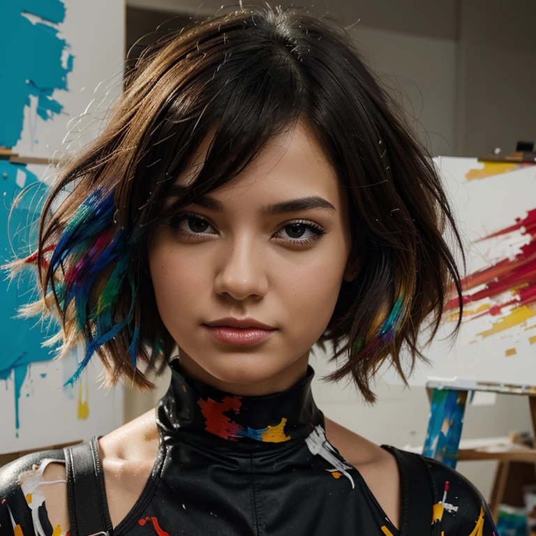 artistic painting, paint splashes, strokes, colorful, 2d digital