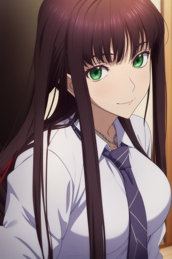 Anime girl sitting on a bench, beautiful anime high school girl, anime moe art style, a hyperrealistic schoolgirl, Seductive Anime Girl, an anime girl, Realistic Schoolgirl, charming anime girls, a hyperrealistic schoolgirl, Anime Girl,8K UHD, hight resolution,Very detailed CG, High quality shadows, Detail Beautiful delicate face, Detail Beautiful delicate eyes,BREAK(Very detailed 8k wallpaper),(Highly detailed CG 8K wallpaper),Makima (chain saw man),Sukasaha (Fate/grand order),Shimohira Reihua ,Hi-Res,Very delicate and beautiful CG illustration,top-quality,Realistic skin feeling,Realistic fabric,Realistic texture,beautiful thigh,big breasts thin waist,(((masutepiece))), (((Best Quality))),8K,32K,masterpiece,beautiful alluring anime woman,ultra-definition,ultra-detailliert,hight resolution,a hyperrealistic schoolgirl,masuter piece, Best Quality, High quality, High Definition, high quality texture, high quality shadow, high detailing,finely detail,1girl in,High school students,Solo,Soio,Only one person,Alone,One Person,tall,AS-Adult,Mature atmosphere,Leg length,neat and long legs,8 Head Body,stature:171cm,Mature girls,Reddish-purple hair,Reddish-purple hair,Purple hair,cassis colored hair,silky and smooth hair,Colorful hair,Straight hair,Smile,Smiling happily,lively expression,Cute smile,Cool Beauty,Beautuful Women,Neat face, Beautiful realism,Seductive look,Bewitching look,serene expressions,beautiful hairl,She wears a necklace around her neck,Necklace,bead necklace,magatama accessories,A slight smil,Colorful eyes,green colored eyes,Jade-colored eyes,beautidful eyes,Bright eye,Delicat eyes,Jade Eyes,Hanging eyes,(Green eyes:1.5),Seductive face,((White collared shirt)),Button shirt,neck tie,Red tie,校服,High school students,School Sweater,Dark grey sweater,plaid skirts,plein air,I have a smartphone,After school,early evening,Shoulder back,