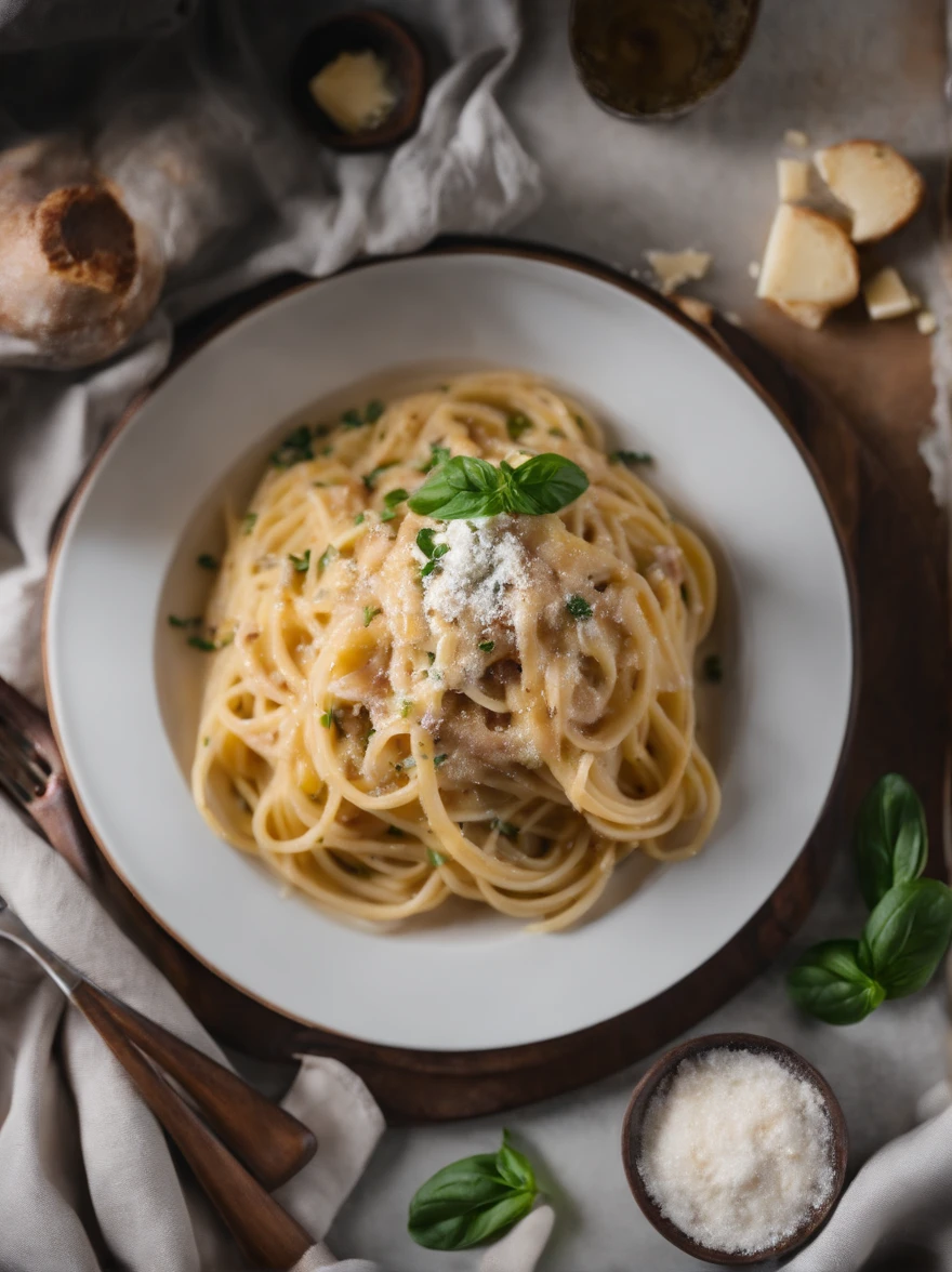 Spaghetti Carbonara with Ricotta and Parmesan