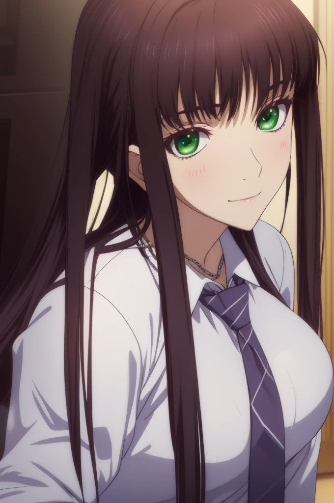 Anime girl sitting on a bench, beautiful anime high school girl, anime moe art style, a hyperrealistic schoolgirl, Seductive Anime Girl, an anime girl, Realistic Schoolgirl, charming anime girls, a hyperrealistic schoolgirl, Anime Girl,8K UHD, hight resolution,Very detailed CG, High quality shadows, Detail Beautiful delicate face, Detail Beautiful delicate eyes,BREAK(Very detailed 8k wallpaper),(Highly detailed CG 8K wallpaper),Makima (chain saw man),Sukasaha (Fate/grand order),Shimohira Reihua ,Hi-Res,Very delicate and beautiful CG illustration,top-quality,Realistic skin feeling,Realistic fabric,Realistic texture,beautiful thigh,big breasts thin waist,(((masutepiece))), (((Best Quality))),8K,32K,masterpiece,beautiful alluring anime woman,ultra-definition,ultra-detailliert,hight resolution,a hyperrealistic schoolgirl,masuter piece, Best Quality, High quality, High Definition, high quality texture, high quality shadow, high detailing,finely detail,1girl in,High school students,Solo,Soio,Only one person,Alone,One Person,tall,AS-Adult,Mature atmosphere,Leg length,neat and long legs,8 Head Body,stature:171cm,Mature girls,Reddish-purple hair,Reddish-purple hair,Purple hair,cassis colored hair,silky and smooth hair,Colorful hair,Straight hair,Smile,Smiling happily,lively expression,Cute smile,Cool Beauty,Beautuful Women,Neat face, Beautiful realism,Seductive look,Bewitching look,serene expressions,beautiful hairl,She wears a necklace around her neck,Necklace,bead necklace,magatama accessories,A slight smil,Colorful eyes,green colored eyes,Jade-colored eyes,beautidful eyes,Bright eye,Delicat eyes,Eyes Like Gems,Jade Eyes,Hanging eyes,(Green eyes:1.5),Seductive face,((White collared shirt)),Button shirt,neck tie,Red tie,校服,High school students,School Sweater,Dark grey sweater,plaid skirts,plein air,I have a smartphone,After school,early evening,Shoulder back,