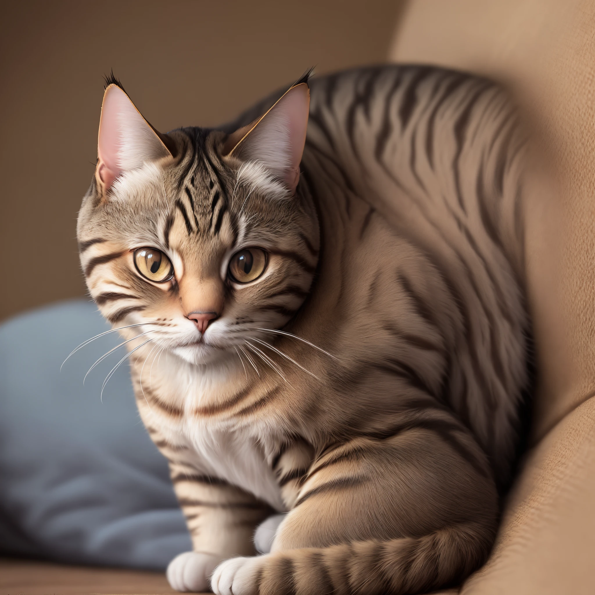 Gato cor de caramelo com o rabo pela metade