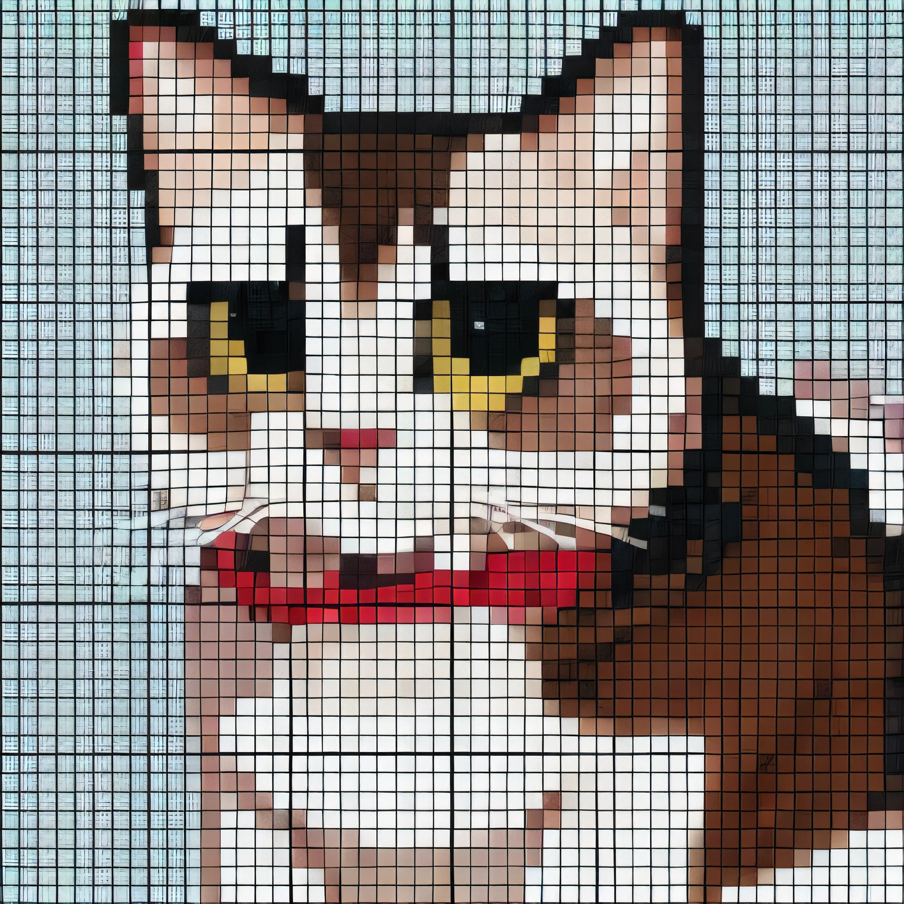 Cross stitch pattern of cat with big eyes, pix, cat design, pixelart, Digital pixel art, pixel artwork, pixelart, pixelart, Pixel mosaic, pixelated, pixilated, pixelated, 8-bit pixel art, 1 0 0 0 x 1 0 0 0 pixel art, wip, feline face, Pixel Art"