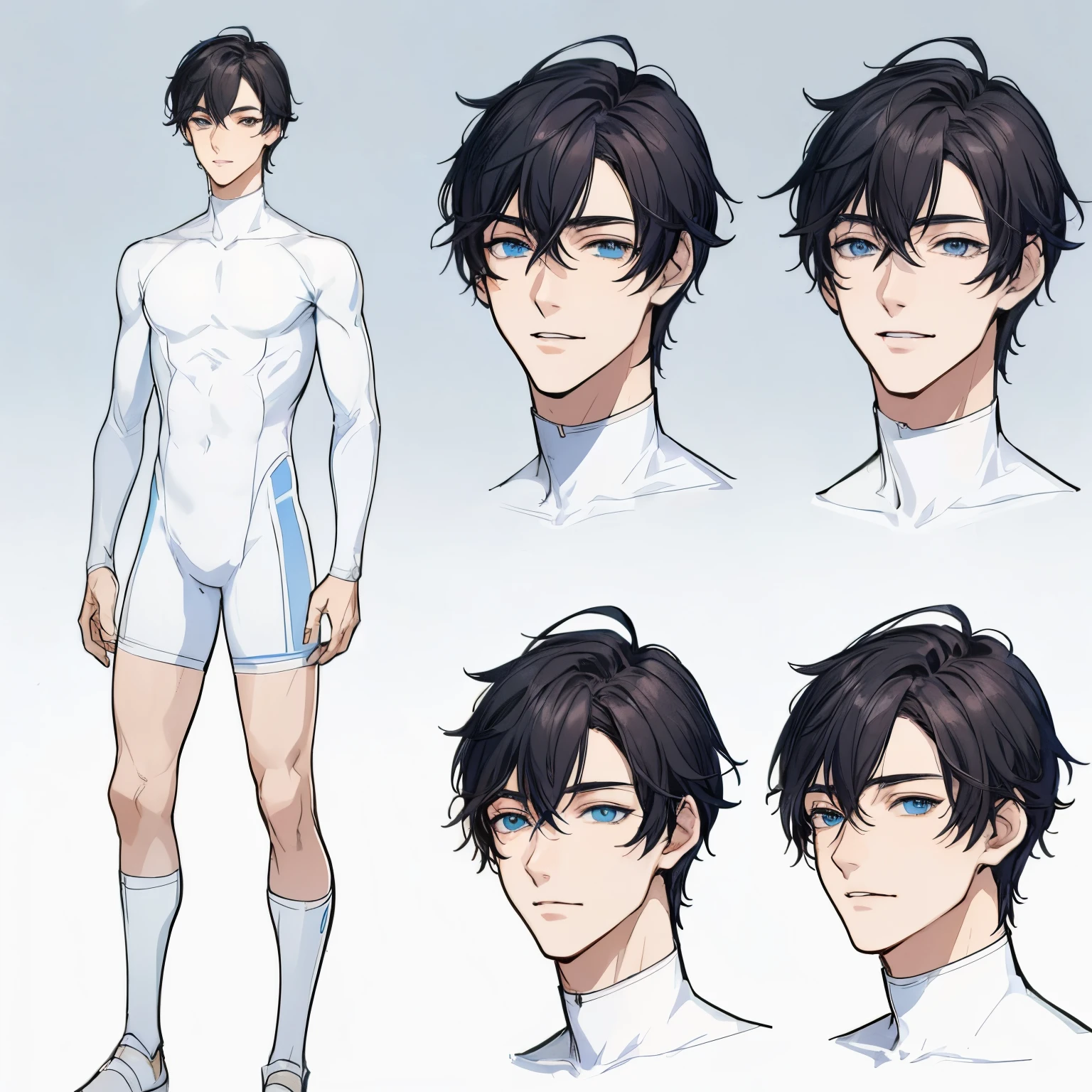 a close up of a person with different facial expressions, male character design, human male character art, ( ( character concept art ) ), male anime character, anime character reference sheet, official character art, full body character design, unrealistic character concept, anime character design, [ character design ], single character full body, character concept reference art, anime style character, male anime style