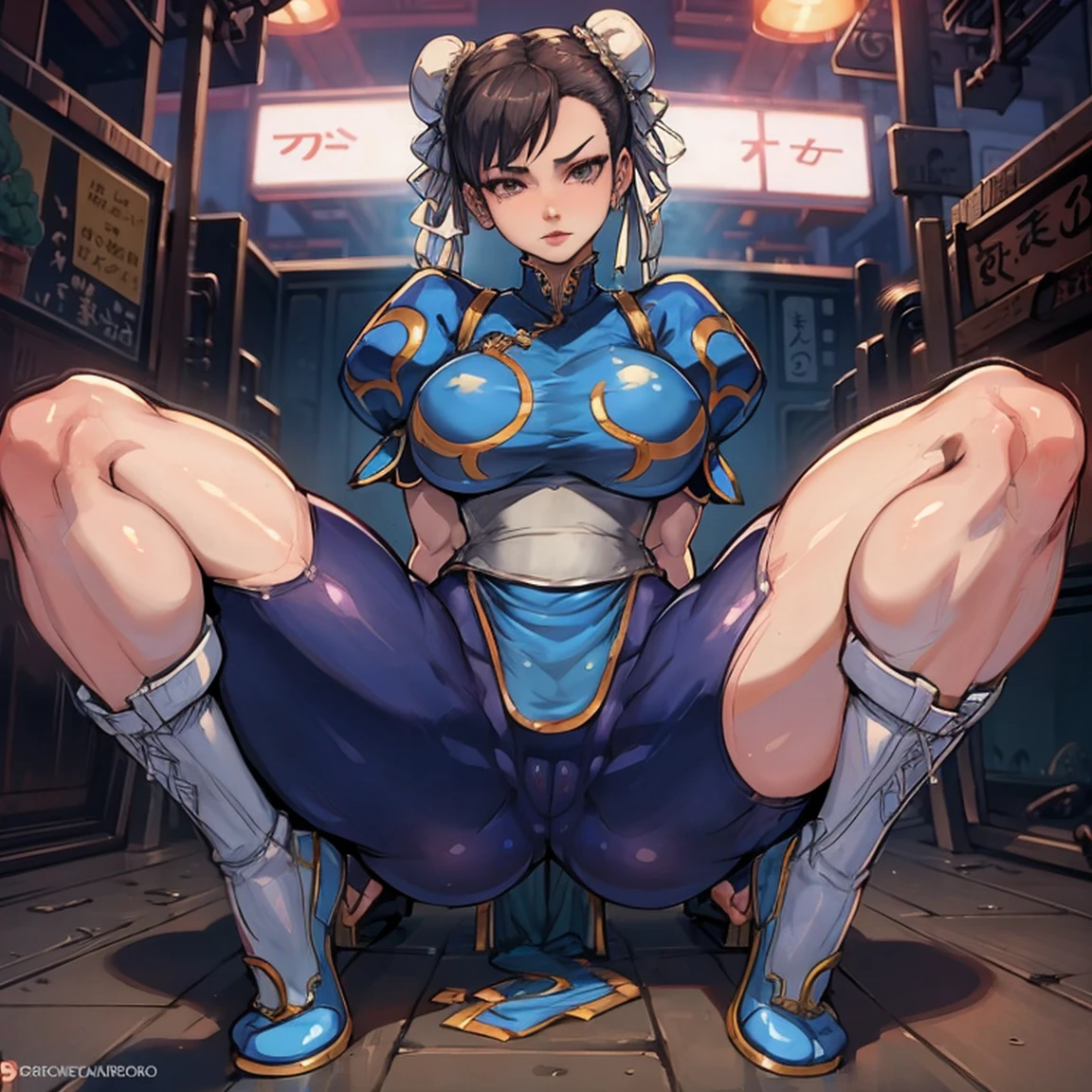 Personaje chun li de street fighter desnuda cuerpo sexy, (NSFW) lado posterior mostrando el culo y su ano, sexy mostrando su posterior