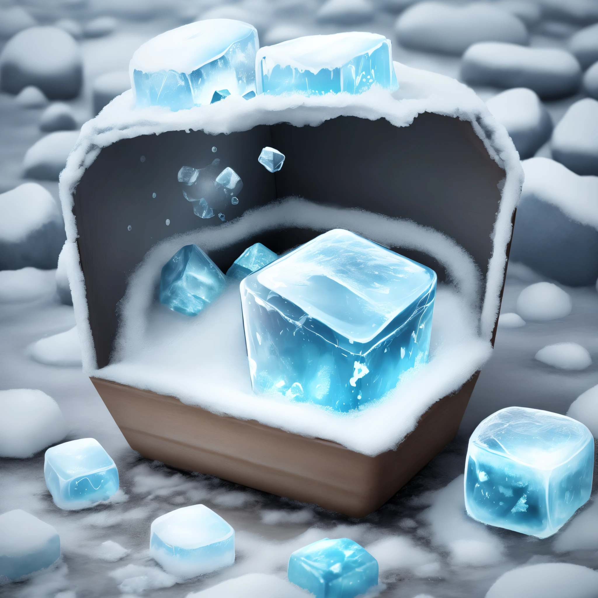 ice cubes cold winter