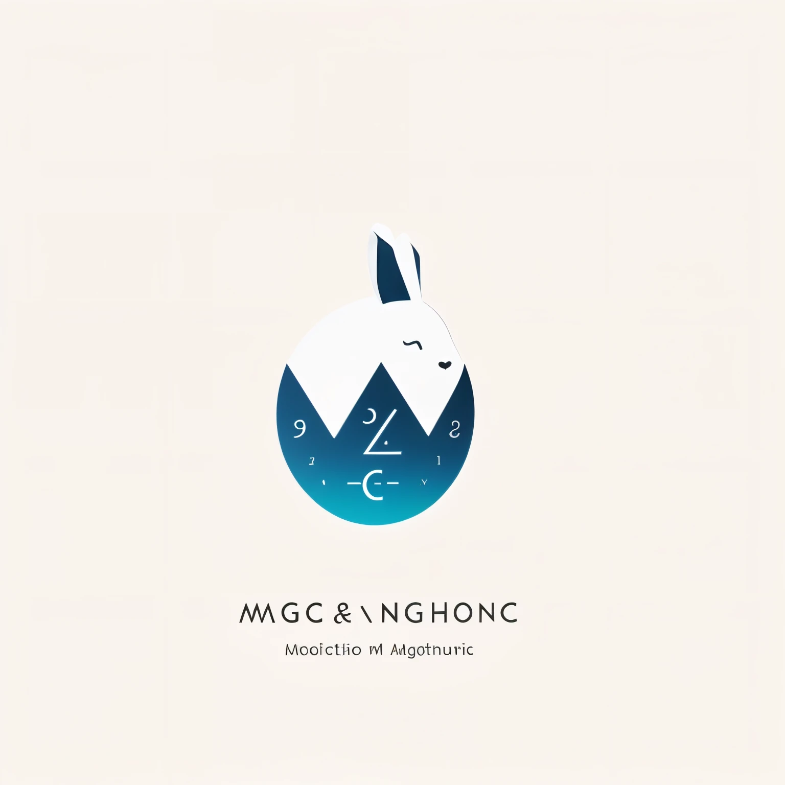 Math，A rabbit，magick，A WORLD，Logo design，Flattening，Graphic design, carrot programming number 1，White rabbit in a magical world，Its body is made of mathematical formulas and symbols，Flat style，Gives a simple and modern feel。The entire design is centered around the number 1，Highlight the theme of LOGO design。