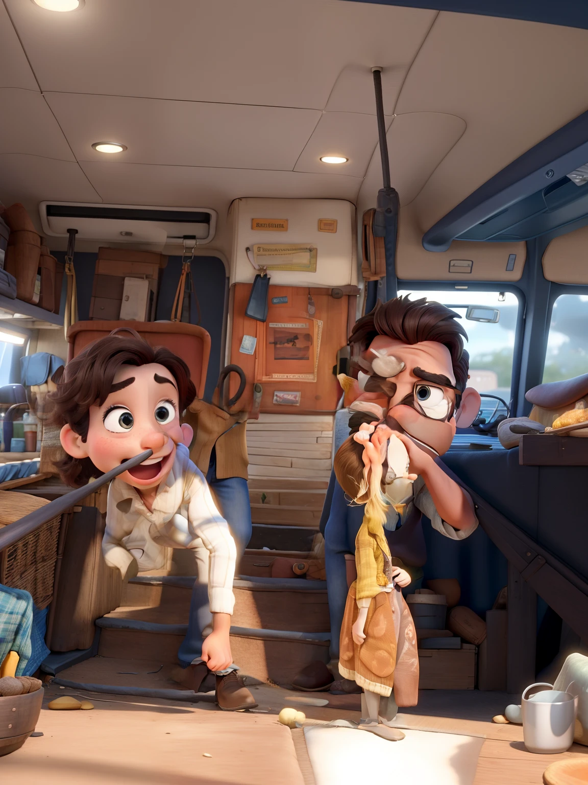 A couple in great quality and definition in the style of Disney pixar