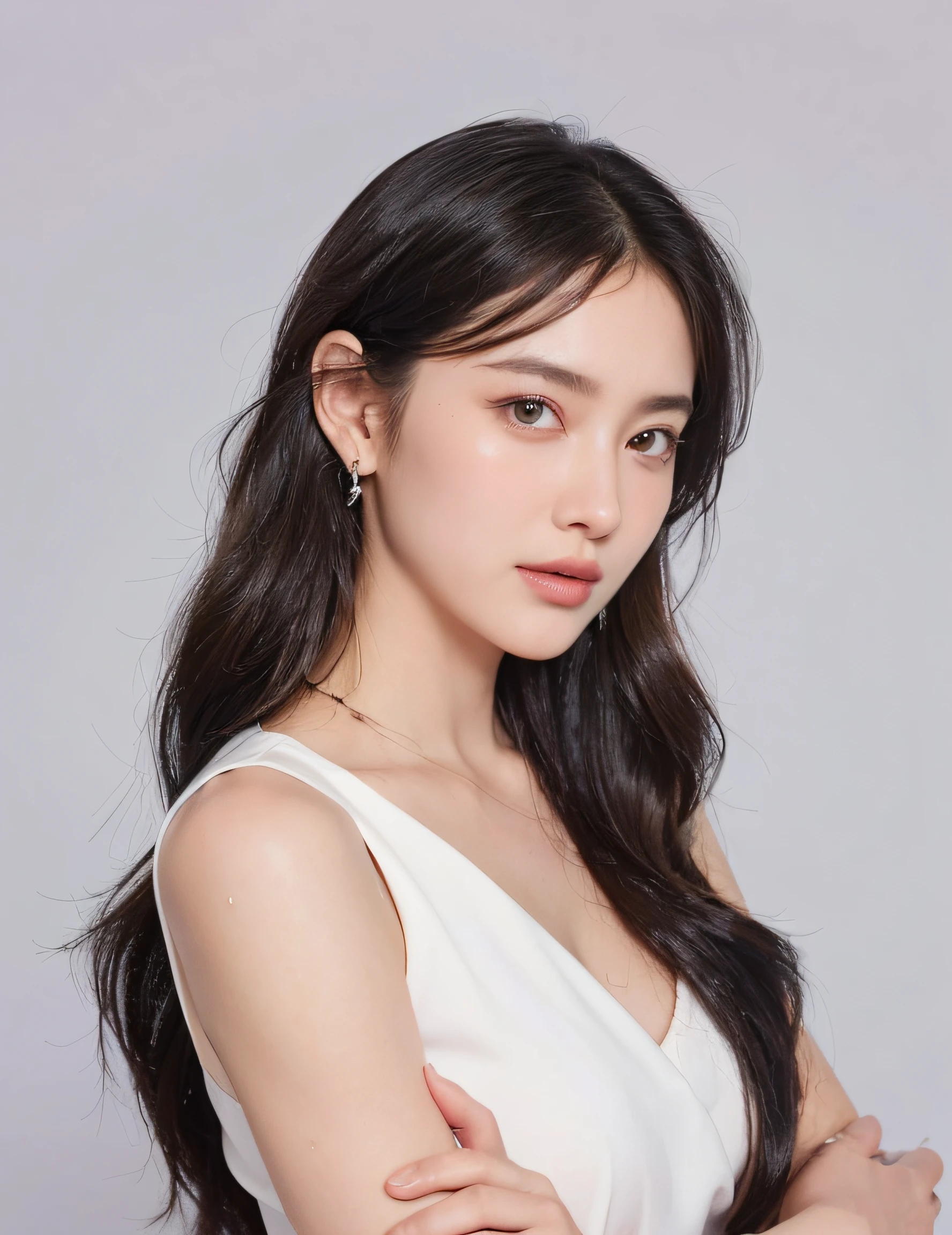 ((Best Quality, 8K, Masterpiece, : 1.3)), Sharp, Sharp, Beauty: 1.2, Perfect Body Beauty: 1.4, Slim Abs: 1.2, ((Layered Hairstyle, Big: 1.2)), (Rain, Street, : 1.2), Wet: 1.5, Highly Detailed Face and Skin Texture, Detailed Eyes, Double Eyelids, side face looking at the camera