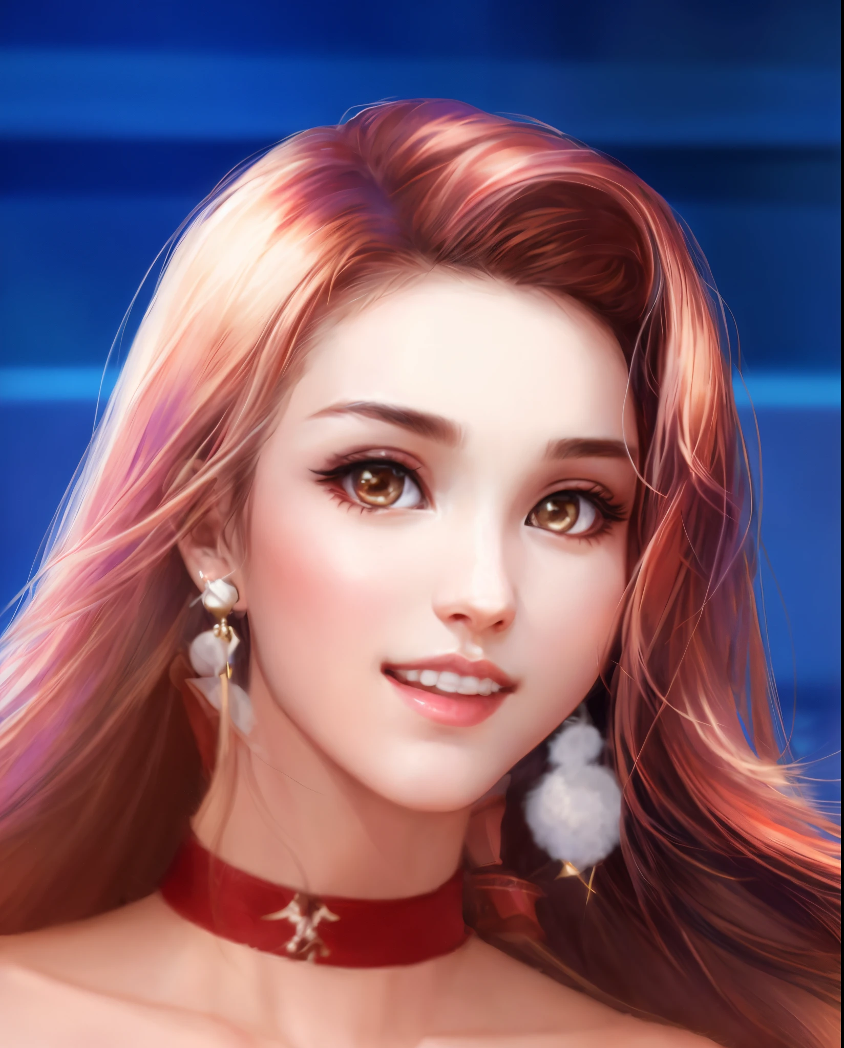 A brown-haired beauty,Red eyes,Game CG,Realistic style,32k