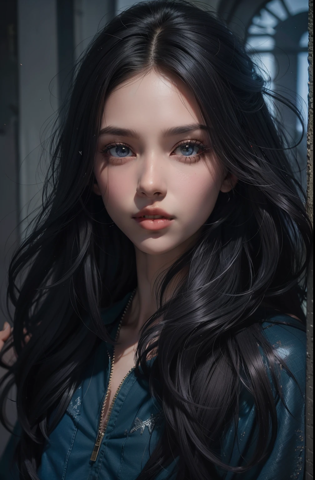 a beautiful night goddess with carbon black eyes, glass-like eyes, translucent skin, dark night, crescent moon, divine atmosphere, (best quality,4k,8k,highres,masterpiece:1.2),ultra-detailed,(realistic,photorealistic,photo-realistic:1.37),detailed eyes, detailed lips, extremely detailed face, long eyelashes, mysterious, ethereal, mesmerizing, dramatic lighting, moody blue tones, dramatic shadows, glowing skin