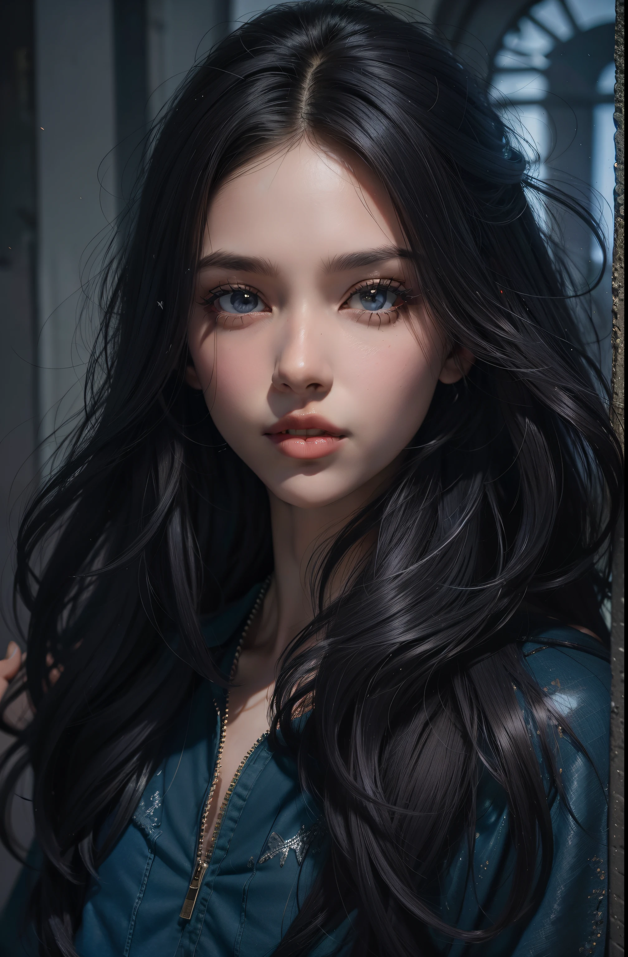 a beautiful night goddess with carbon black eyes, glass-like eyes, translucent skin, dark night, crescent moon, divine atmosphere, (best quality,4k,8k,highres,masterpiece:1.2),ultra-detailed,(realistic,photorealistic,photo-realistic:1.37),detailed eyes, detailed lips, extremely detailed face, long eyelashes, mysterious, ethereal, mesmerizing, dramatic lighting, moody blue tones, dramatic shadows, glowing skin