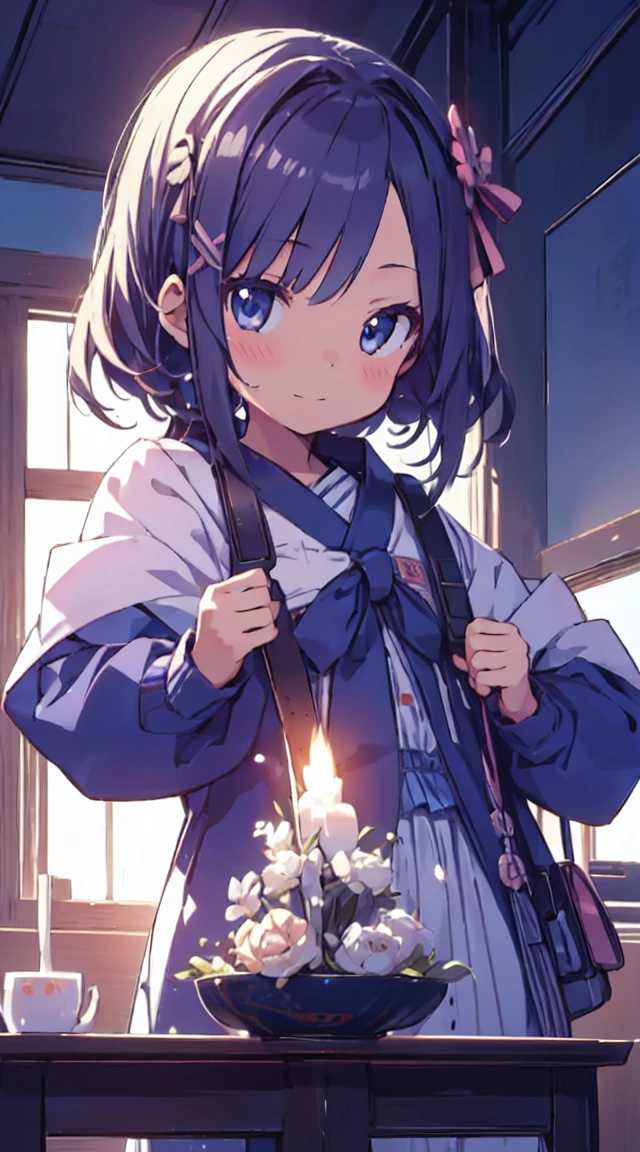 masutepiece, Best Quality,Illustration, Wallpaper, ultra -detail, 1little girl、♡、Futomo、Poses in motion、A soft smile