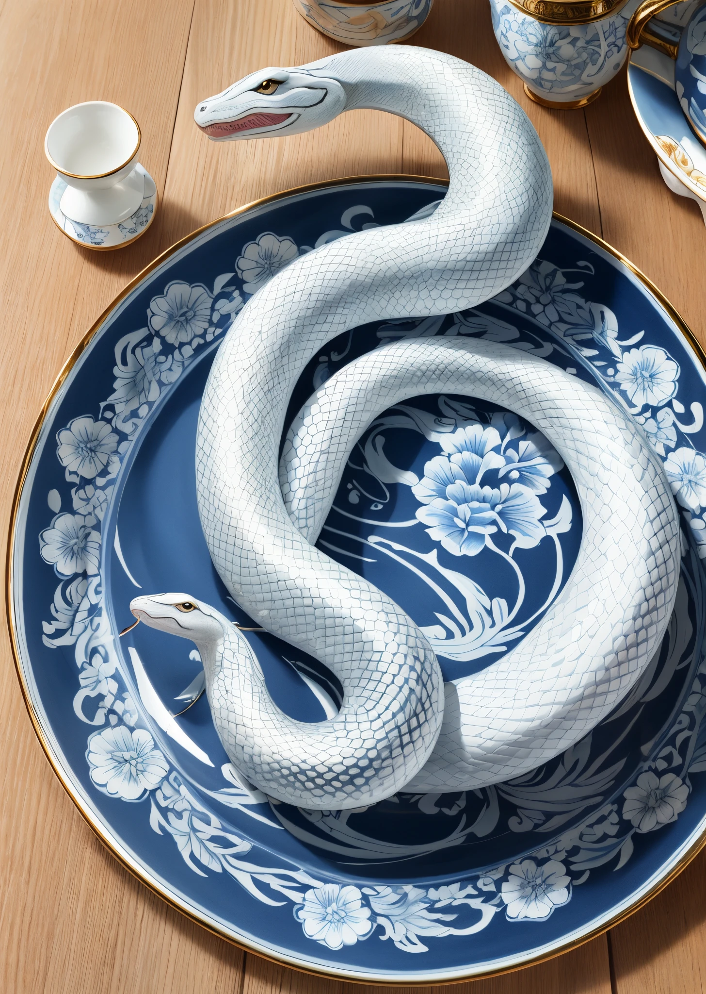 White snake national style blue and white porcelain