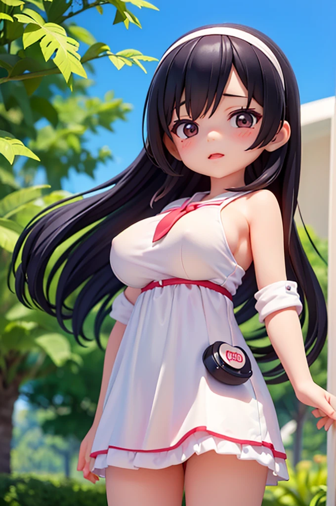 ((Best Quality)), ((masutepiece)), (Detailed), Perfect face,,petit,preteen,toddler,toddoler boby,10years old child,small eyes,black hair,bob,(big breasts:1.5)
