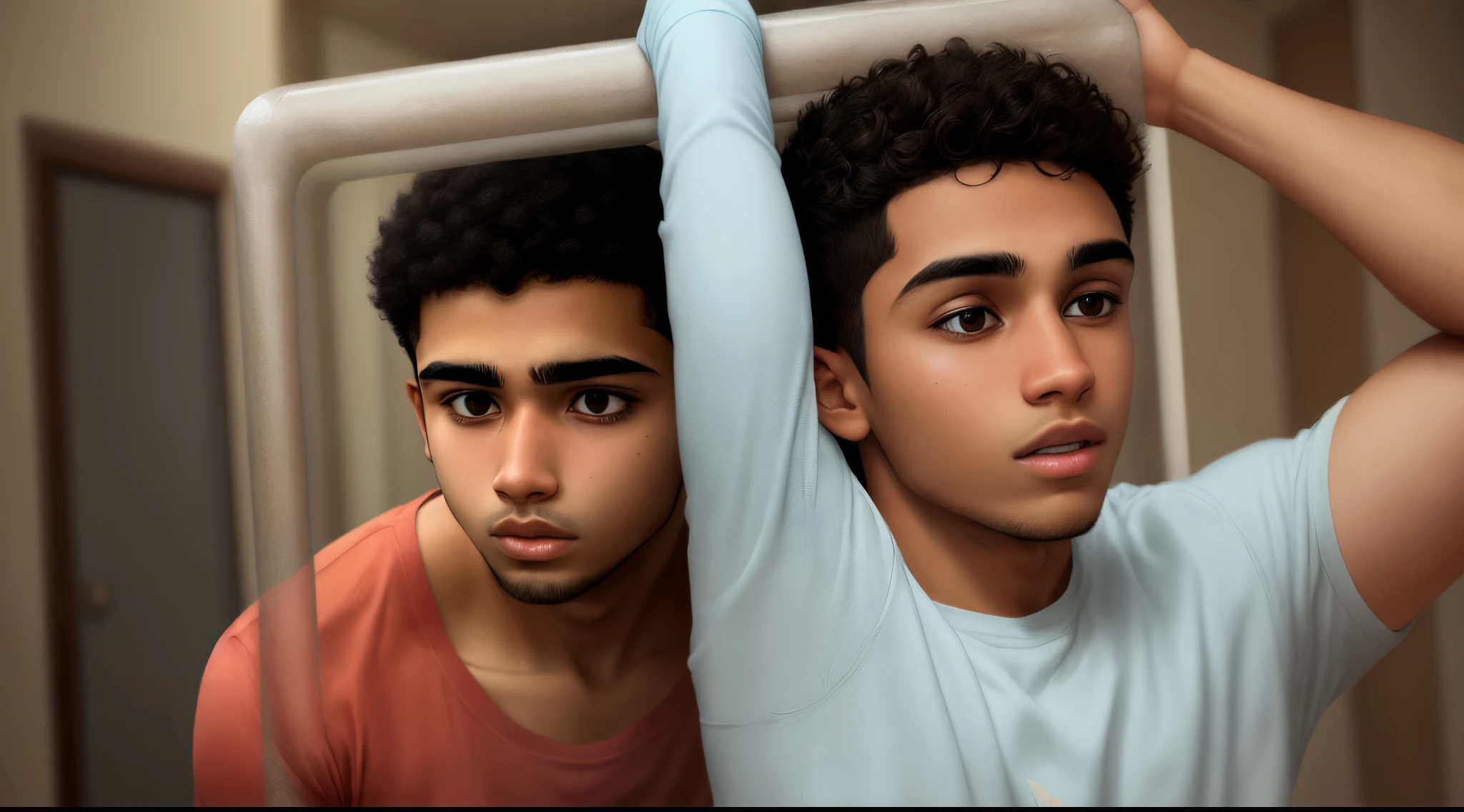 Young brown man trapped in his own mind
