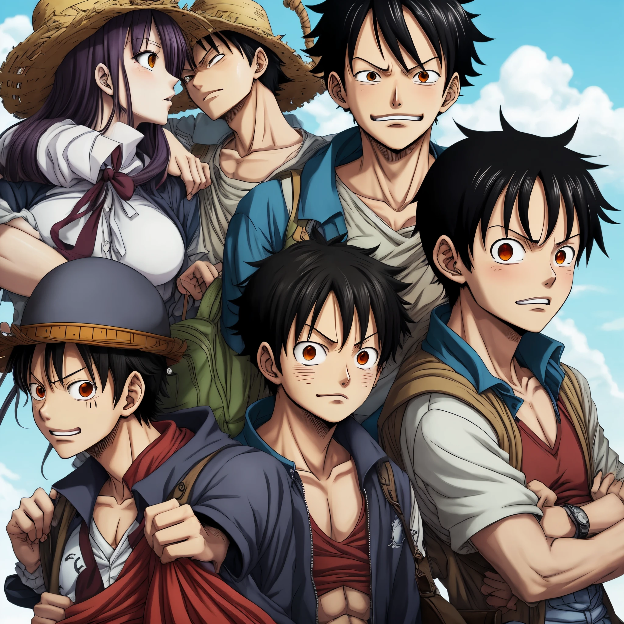 Luffy as a school student
