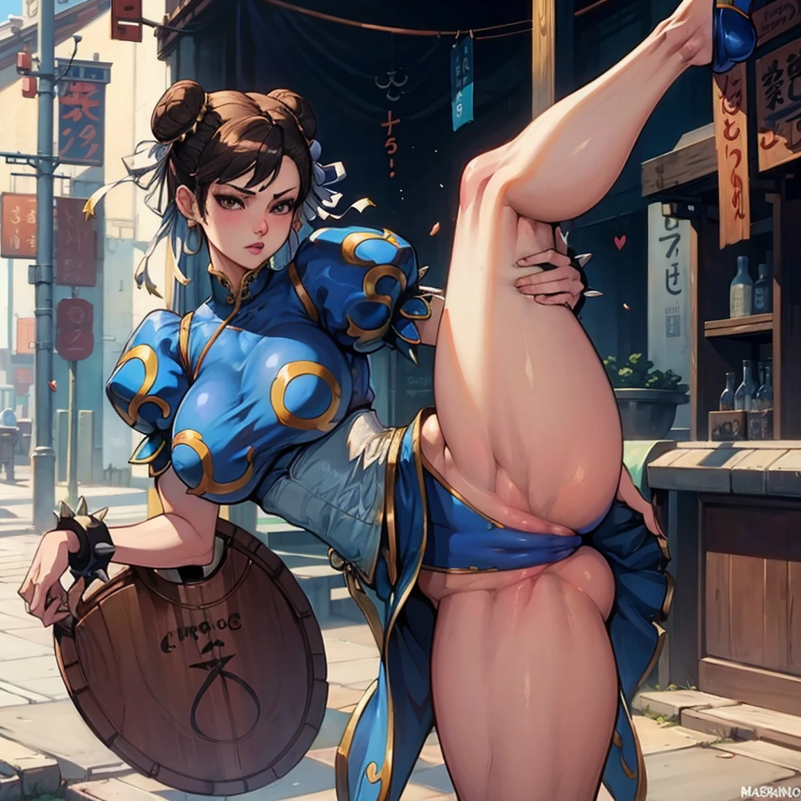 personaje chun li de street fighter , mostranco su vagina lado posterior mostrando su gran culo ano y desnuda con su ano a la vista (NSFW)