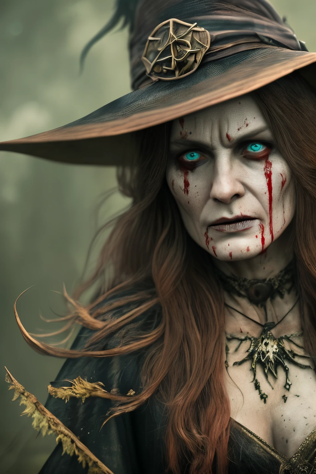 brutal witch with blood terrific look realistic 8k --auto --s2