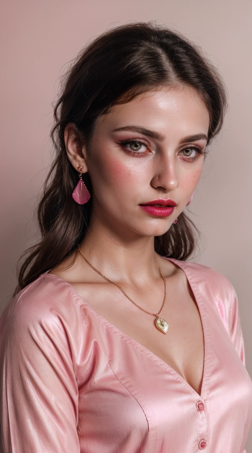 Salwar Kameez dark pink color, (RAW photo, realism: 1.8), (very dark pink lip gloss, jet dark pink lipstick, realistic eyelashes, dark brown eye shadow, shy, blushing, high quality, high resolution, depth of field, chromatic aberration, caustic, wide light, natural colors, 22 year old woman), necklaces, chokers, earrings, bracelets, soft skin, fair pink skin, small breasts size, oily shine skin, slime nose, soft skin, wears nose pin,